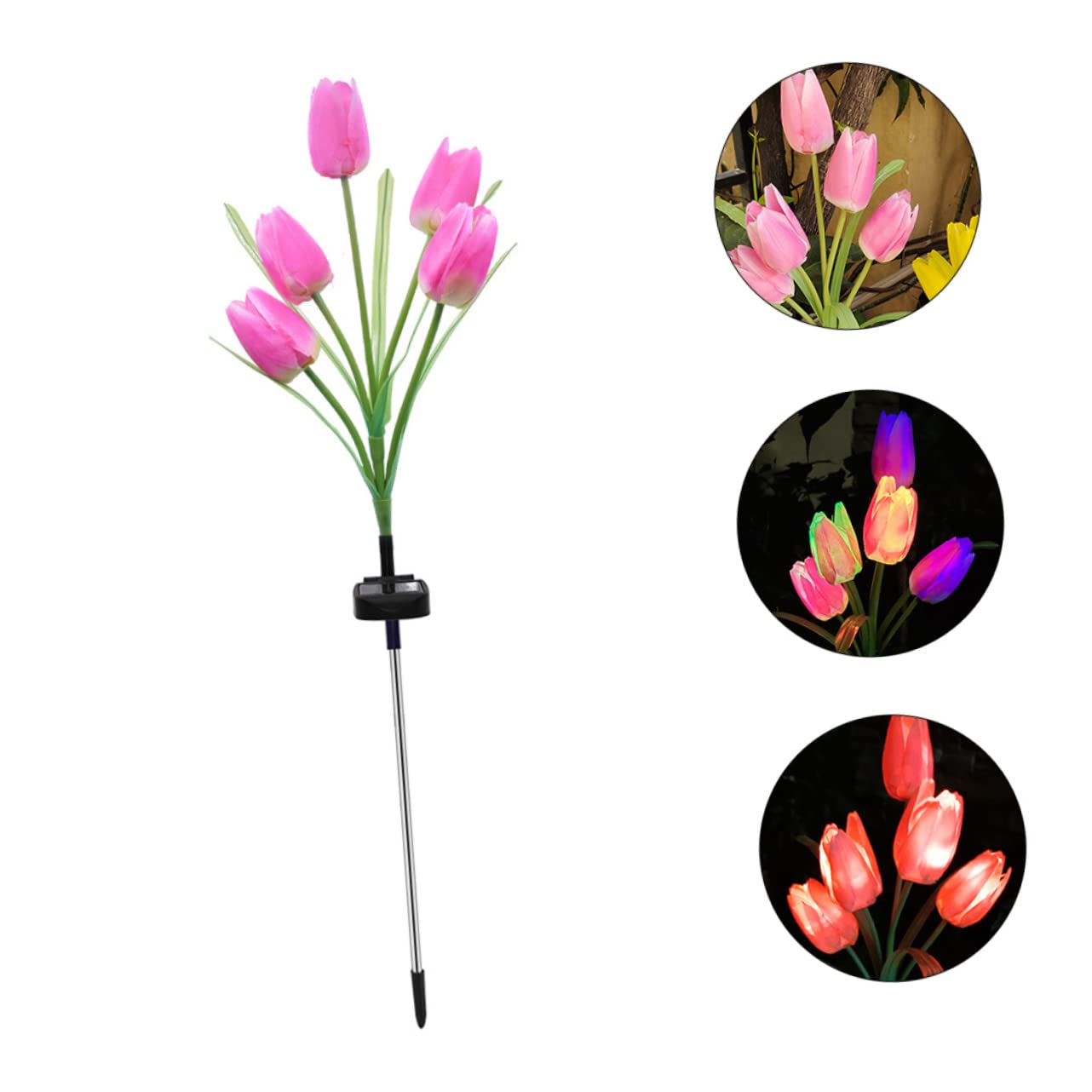 BESPORTBLE 4-Pack Solar Tulip Lights - Waterproof Outdoor Solar Garden Lights for Lawn, Pathway, Yard Decoration - Solar Powered LED Flower Lights for Landscape, Patio, Backyard, and Garden Decor
