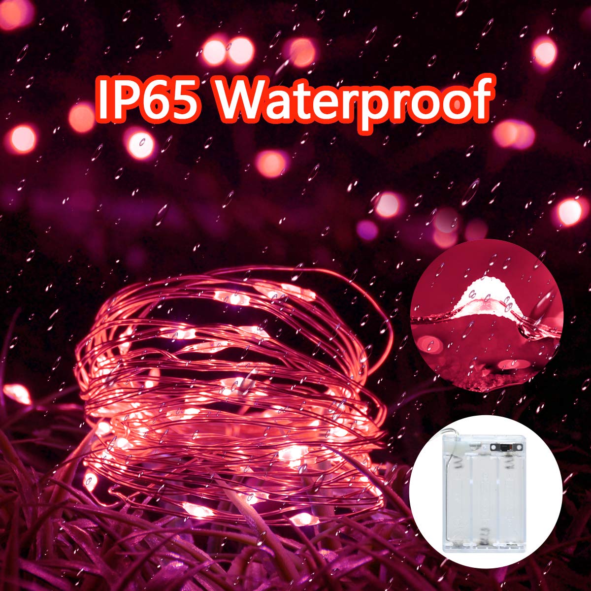 Valentine's Day LED Fairy Lights - 16ft 50 LED Battery Operated Starry Lights for Bedroom, Christmas, Wedding & Party Decorations - Romantic Ambiance Lighting for Home, Centerpiece & Holiday Decor (Red)