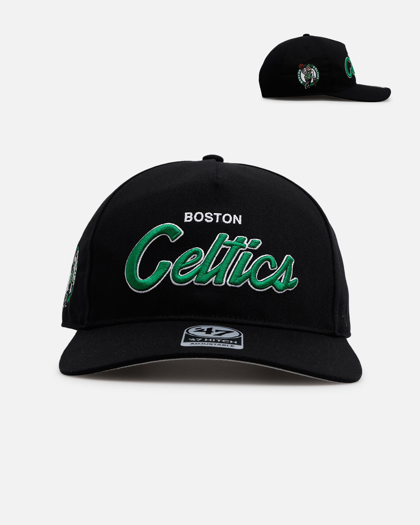 47 Brand Boston Celtics 'Black Dome Script' 47 Hitch Snapback Black Hat - Official NBA Licensed Adjustable Baseball Cap for Men & Women - Perfect for Basketball Games, Streetwear Fashion & Sports Fans
