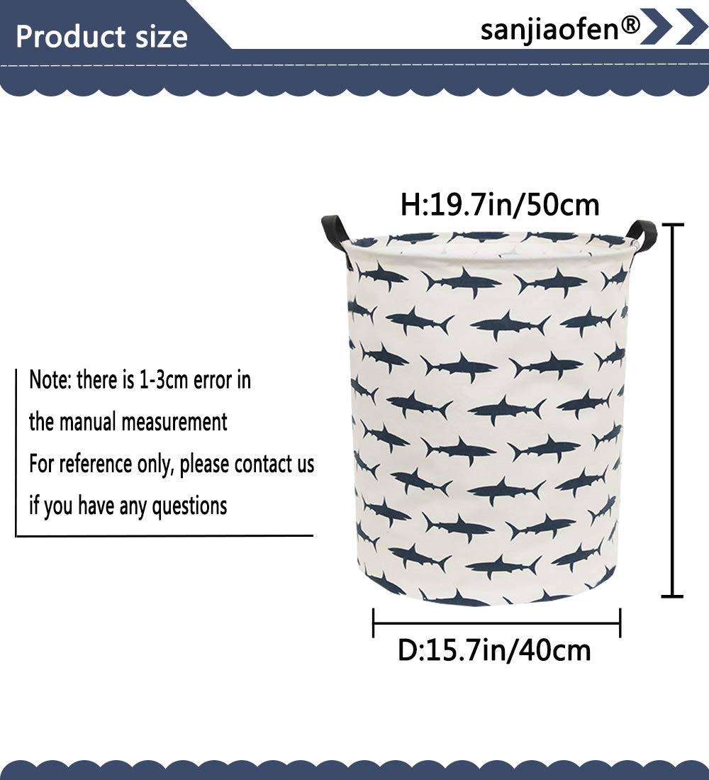 **Shark Laundry Hamper for Kids - Collapsible Canvas Storage Basket, Boys Room Decor, Nursery Toy Organizer | Perfect for Bedroom, Playroom & Closet Organization**