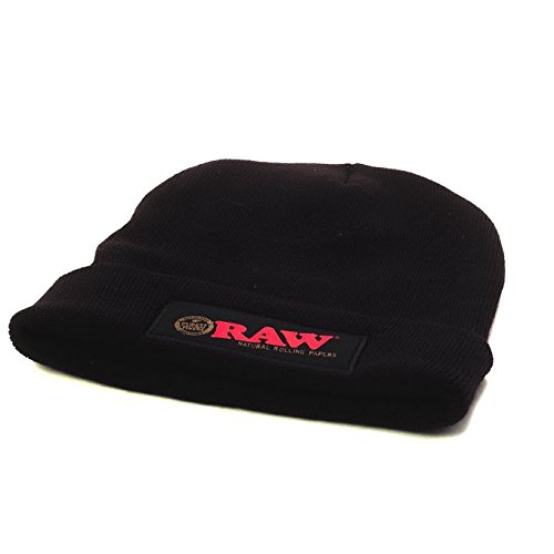RAW Rolling Papers Beanie Hat - Black One Size - Premium Smoking Accessory for Cold Weather & Outdoor Activities