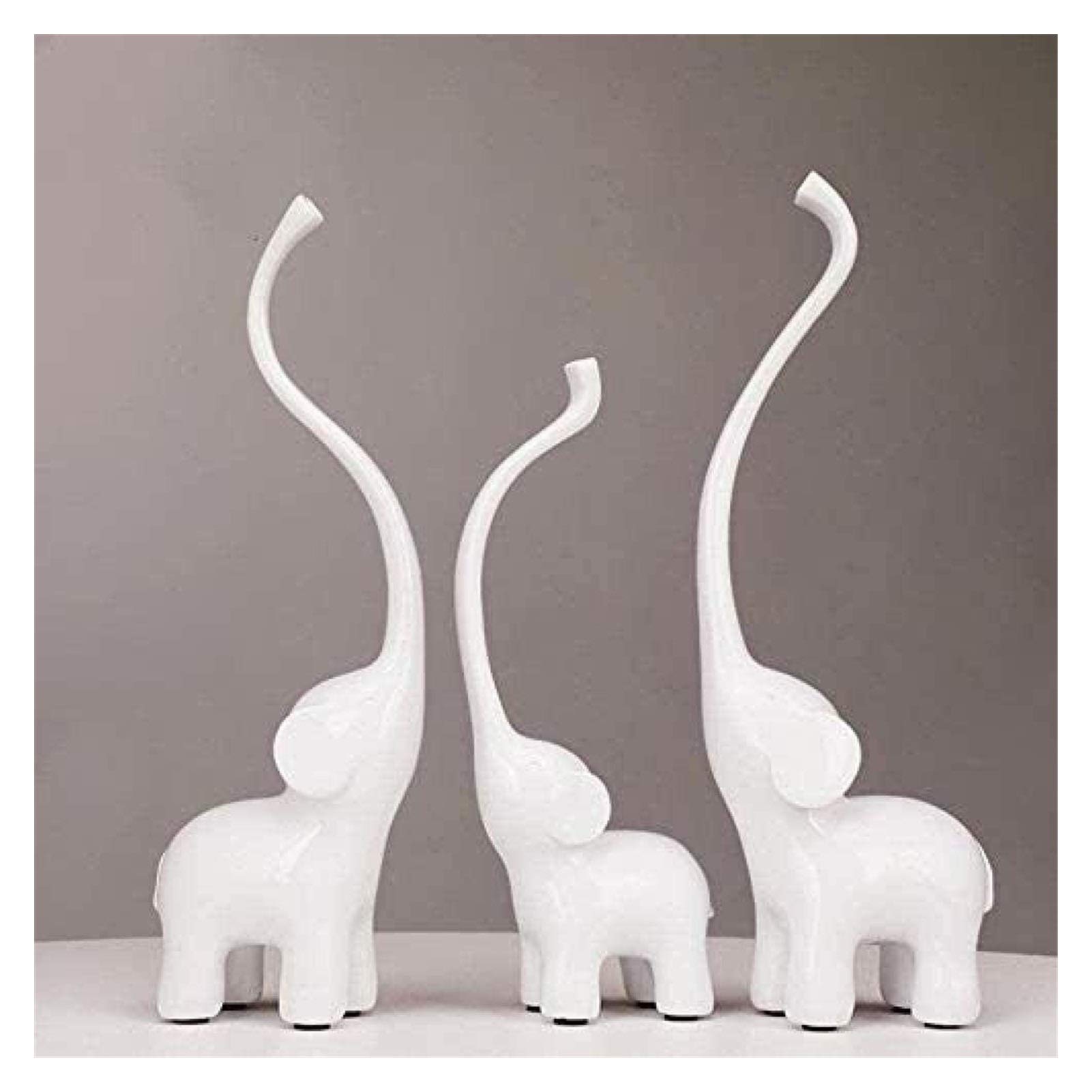 LQX 3-Piece Resin Elephant Sculpture Set - Abstract Animal Statues for Home Decor, Desktop Ornaments & Unique Gift Ideas | Perfect for Living Room, Office & Feng Shui Decorations