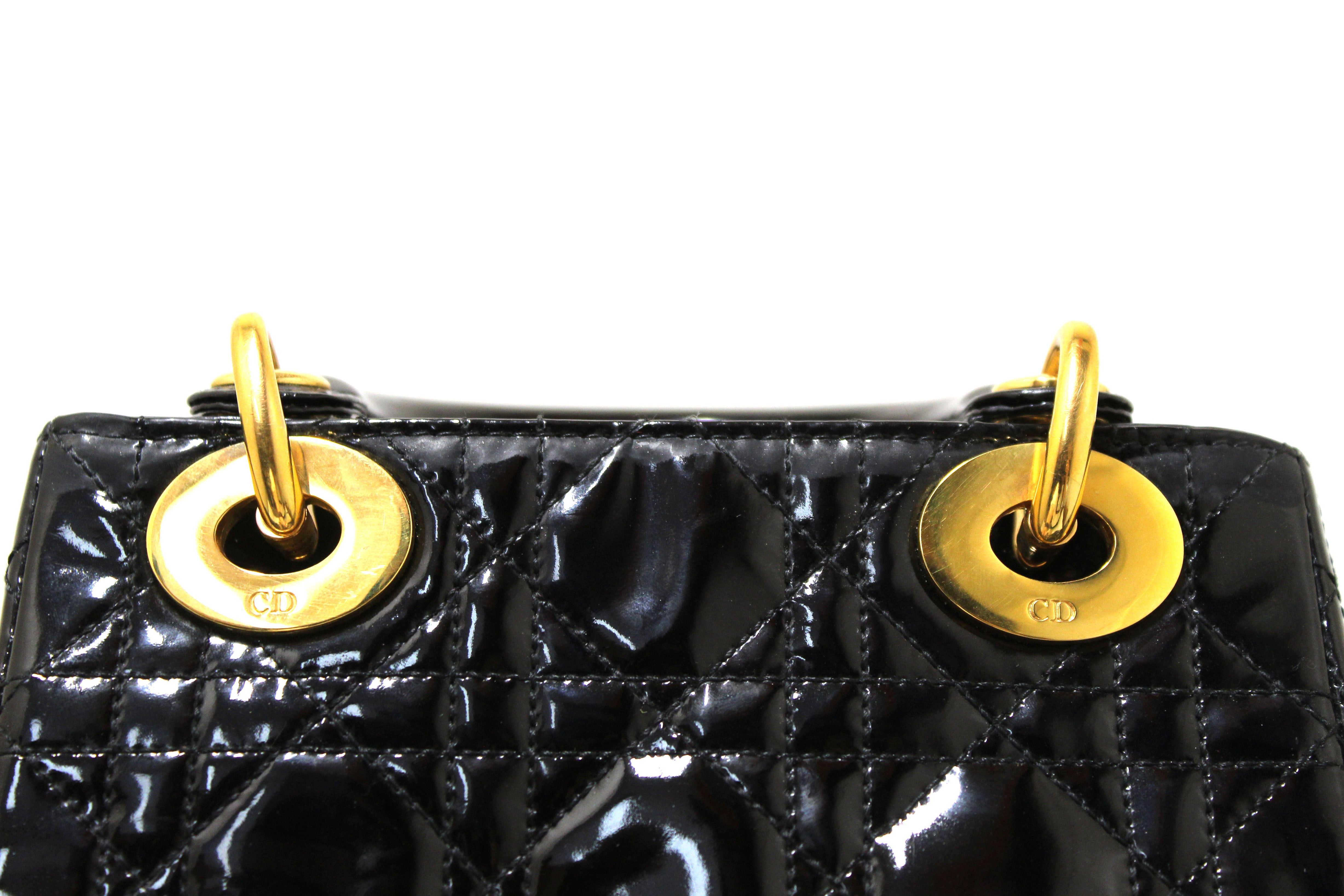 Authentic Christian Dior Black Patent Leather Cannage Mini Lady Dior Bag - Luxury Designer Handbag for Women, Perfect for Parties, Weddings & Special Occasions