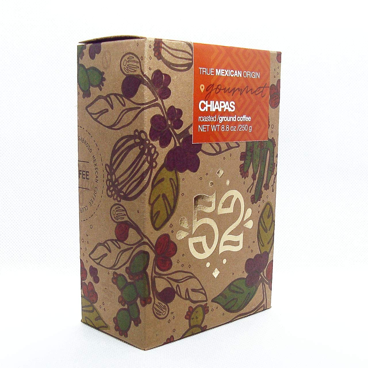 52 GOURMET Premium Ground Coffee - Artisan Mexican Chiapas Blend | Rich & Smooth Flavor for Home Brewing, Office Use & Gift Giving