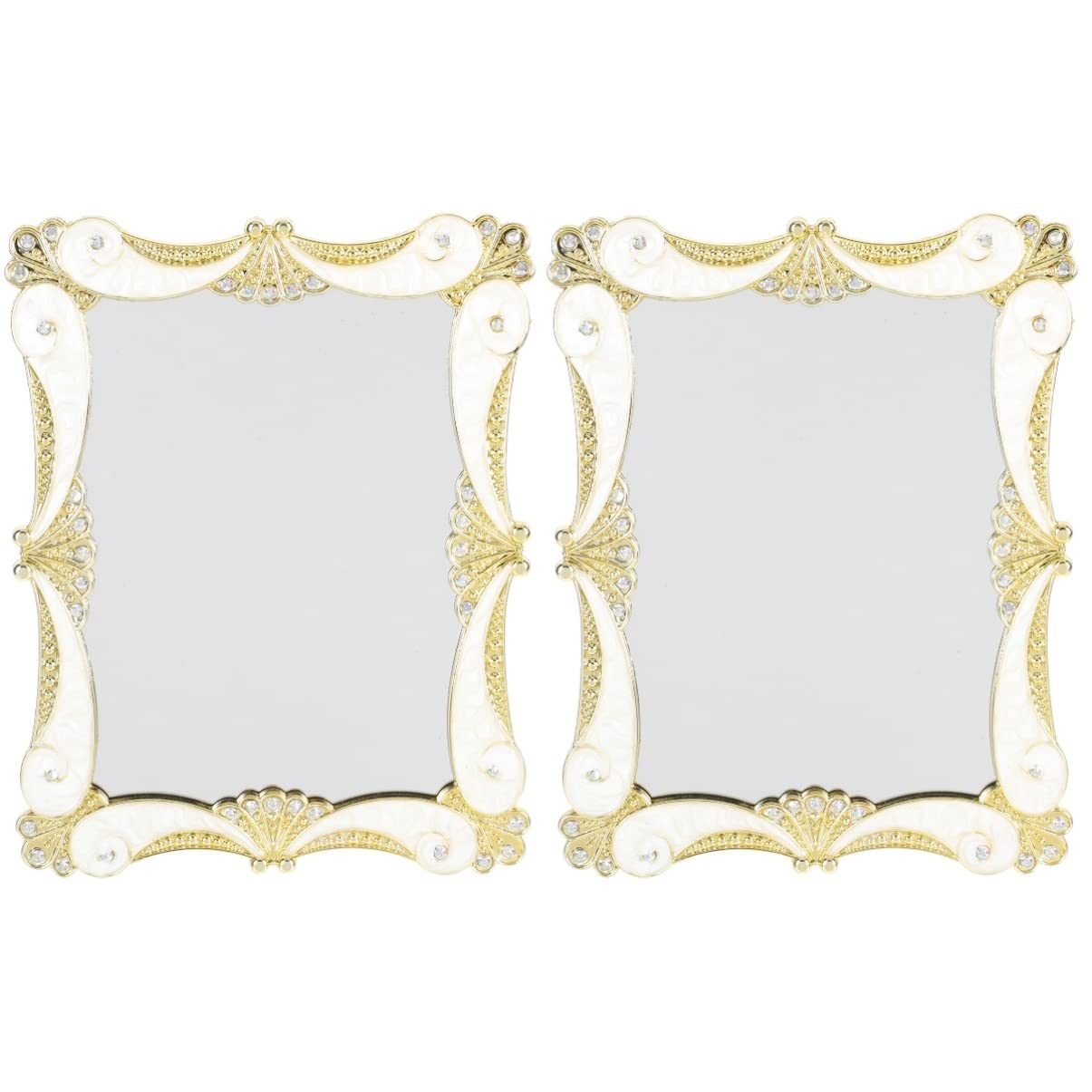 FRCOLOR 2-Pack Antique Vintage European Style Foldable Desktop Makeup Mirror - Portable Vanity Mirror for Dressing Table, Travel & Home Decor