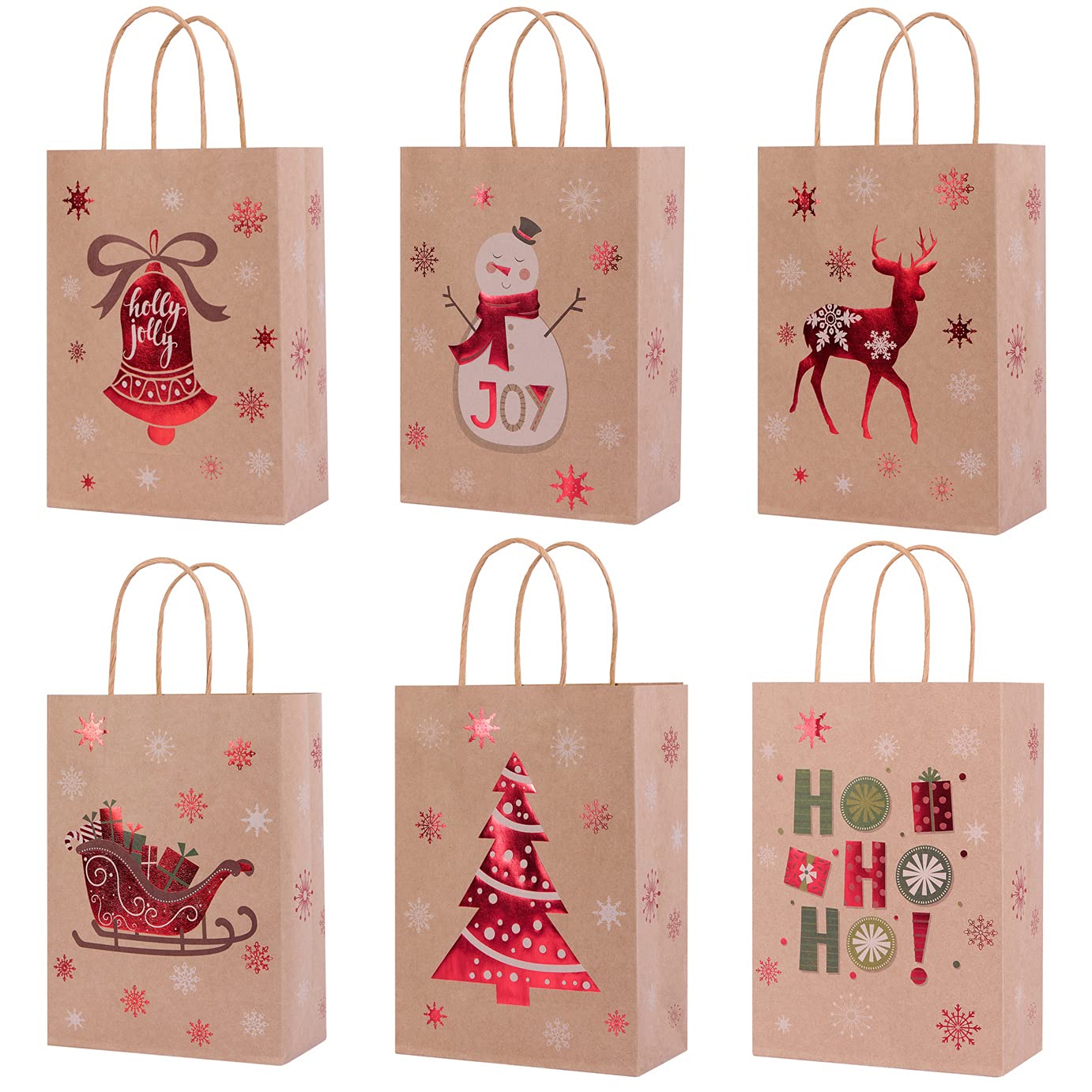 24 Pack Small Christmas Gift Bags With Handles - Perfect for Holiday Party Favors, Stocking Stuffers & Teacher Gifts