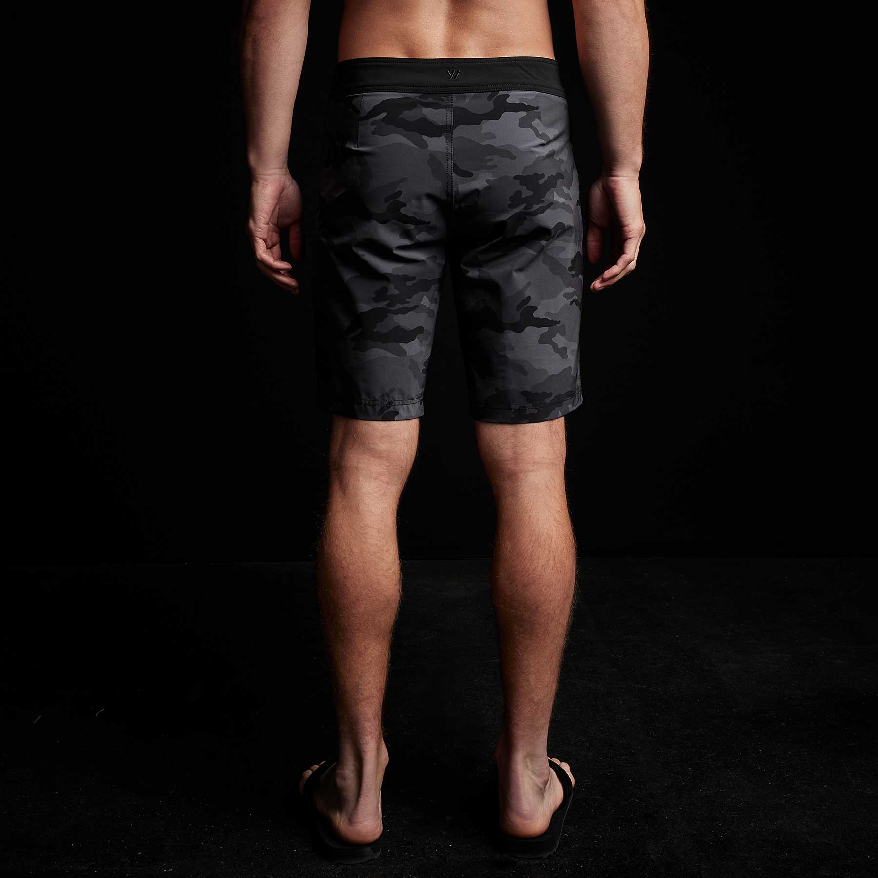 Men's Camo Zip Pocket Boardshorts - Black Sea Camo/Black - Quick-Dry Swim Trunks for Beach, Pool & Surfing