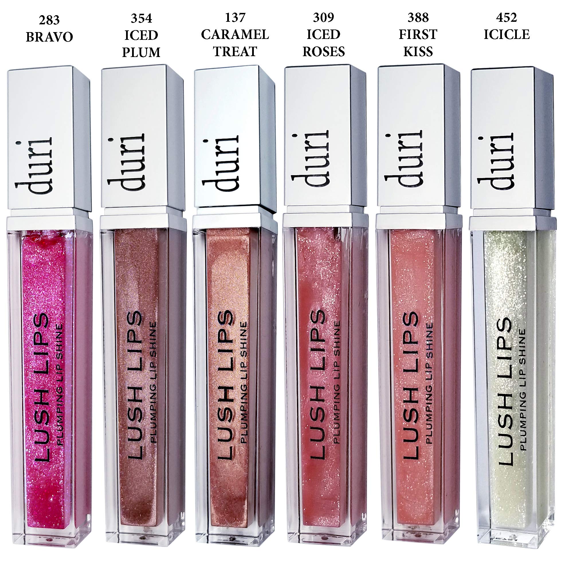 Duri 309 Iced Roses Lip Plumper - Super Glossy Pastel Pink Shimmer Lip Gloss (0.15 fl.oz) for Fuller Lips - Perfect for Date Night, Parties & Everyday Wear