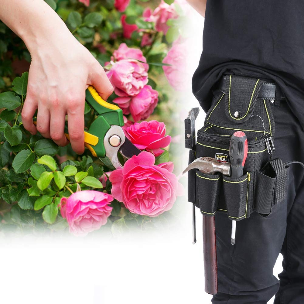 Portable Gardening Tool Belt Bag with Pruning Shears Holder - Durable Oxford Cloth Waist Pouch for Gardeners & Electricians - Perfect for Landscaping, Yard Work & Home Repairs