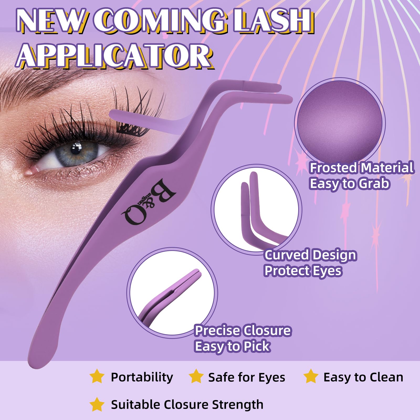 B&Qaugen Self Adhesive Eyelashes SA02 - 48 PCS Reusable No Glue Press On Lashes, D Curl 10-16mm with Lash Tweezers, 1 Step DIY Easy Apply False Eyelashes for Natural Look (SA02-D) - Perfect for Daily Wear, Parties, Weddings & Special Occasions