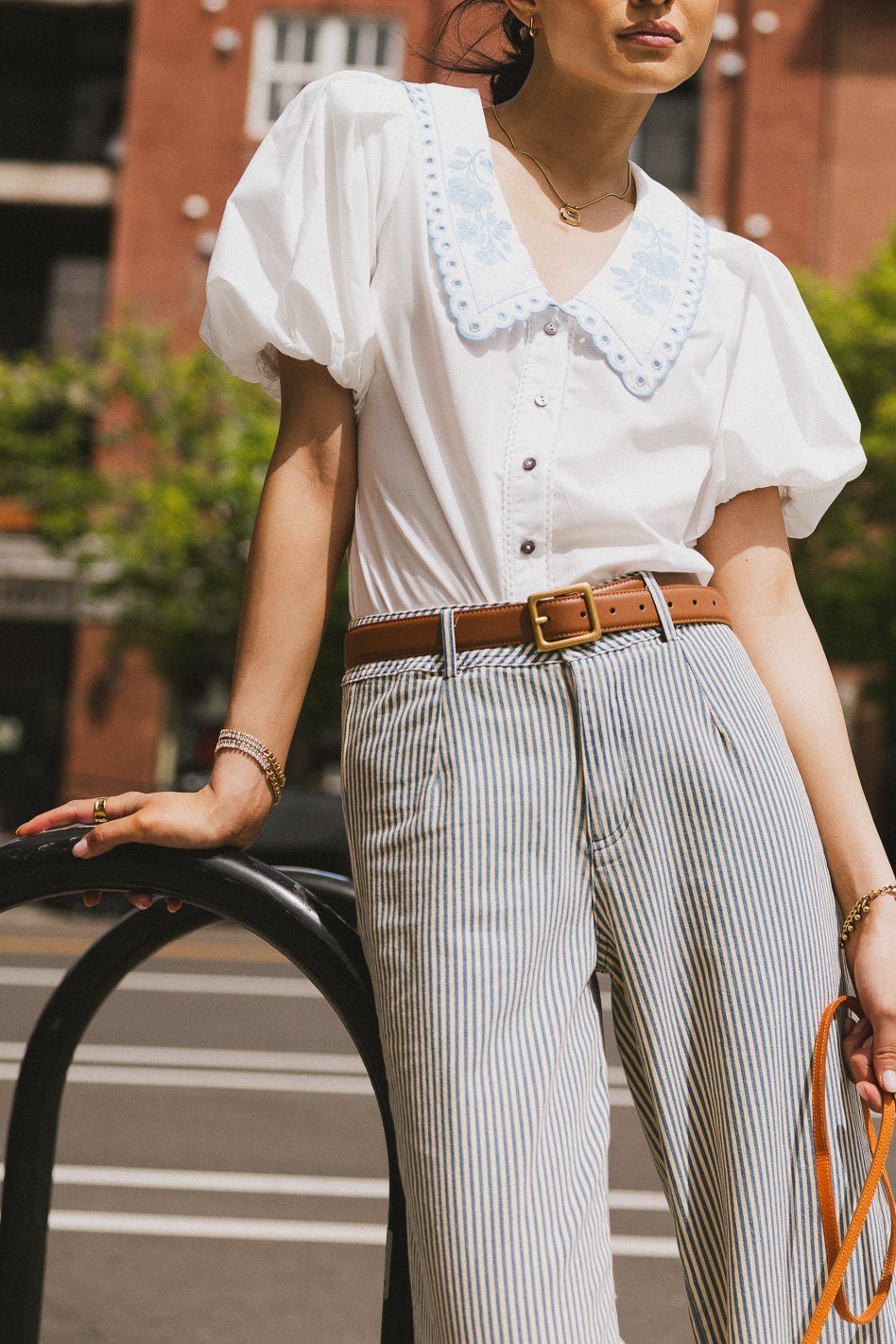 Lara Embroidered Blouse Women's Off White Floral Lace Top - Perfect for Spring Summer Office Wear & Casual Outings