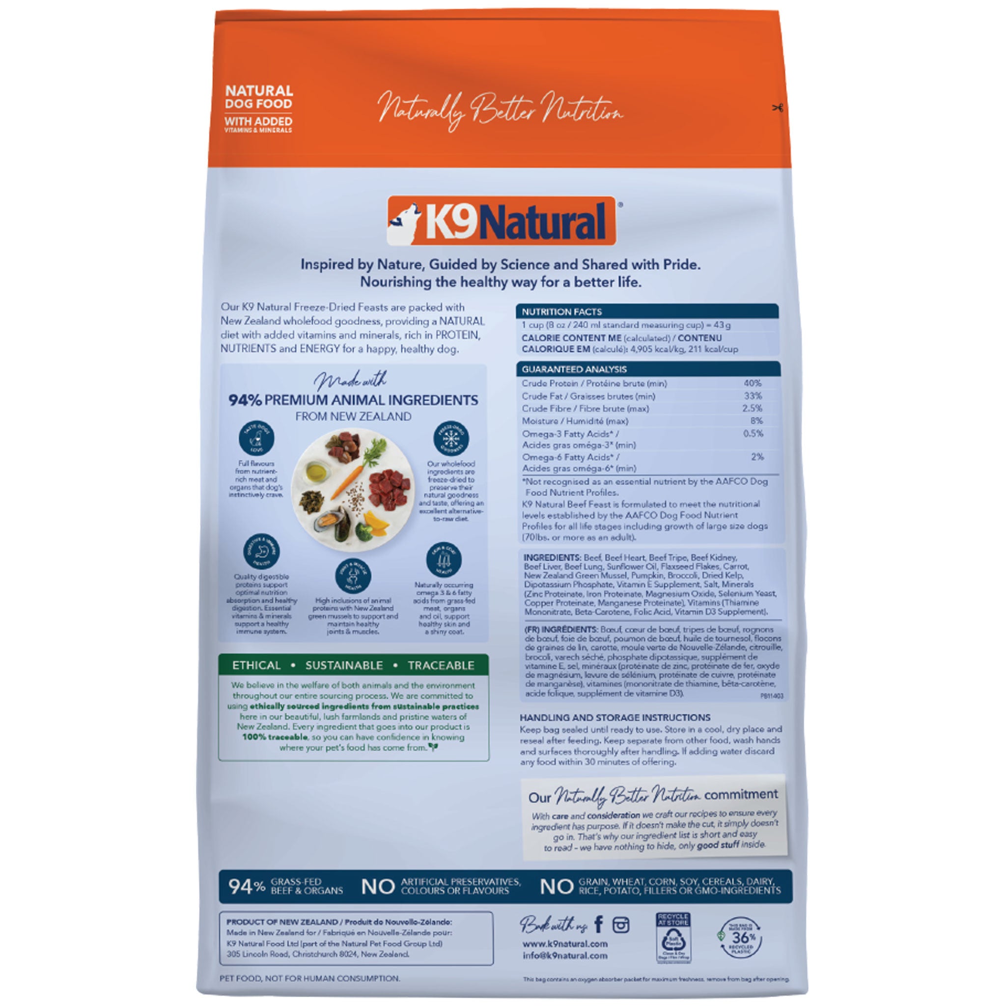 Premium Freeze-Dried Beef Dog Food by K9 Natural - Grain-Free, High-Protein, All-Natural Nutrition for Active Dogs - Perfect for Training, Hiking & Outdoor Adventures