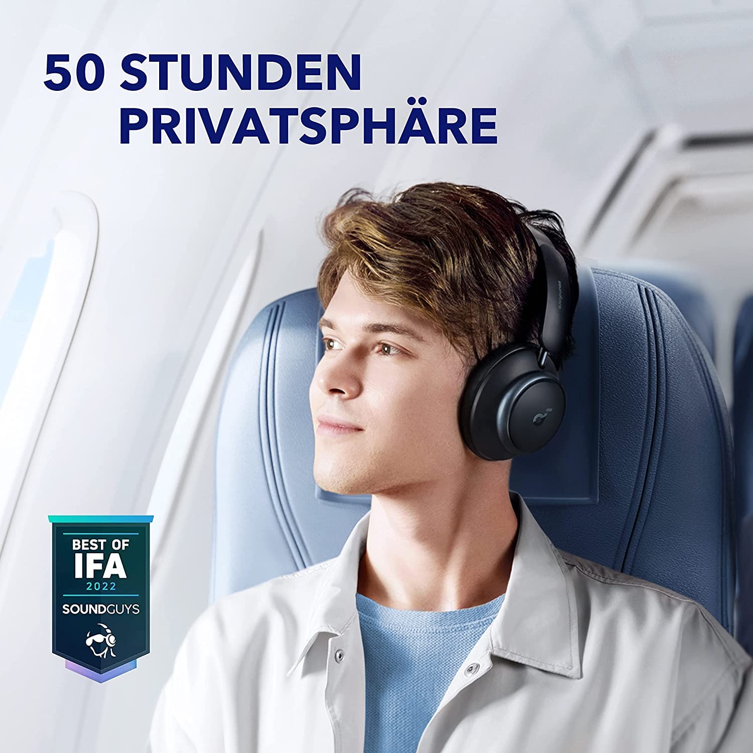 Anker Soundcore Space Q45 Wireless Headphones with Adaptive Active Noise Cancelling (98% Noise Reduction), 50H Playtime, LDAC Hi-Res Audio, Bluetooth 5.3, App Control - Perfect for Travel, Work & Commuting (Renewed)