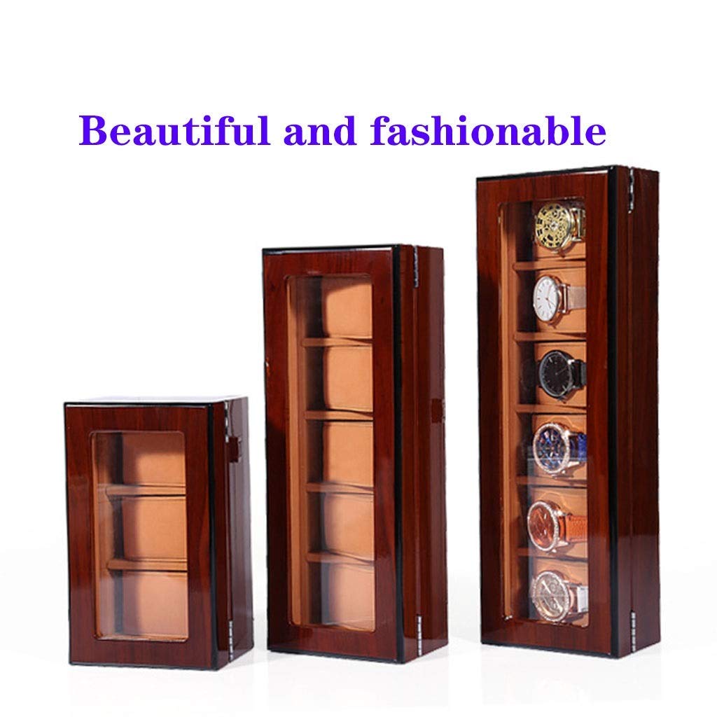 Premium Wooden Watch Storage Box with PU Leather - 3/5/6/8/12 Grids, Detachable Pillows & Lockable Metal Buckle | Jewelry Organizer & Watch Display Case for Men's Collection | Perfect for Travel, Home Decor & Gift Giving