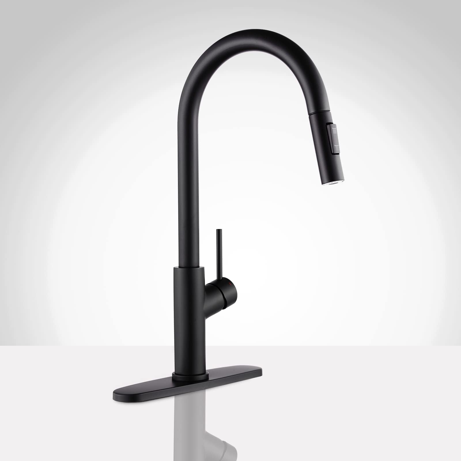 Stainless Steel Matte Black Kitchen Faucet with Pull Down Sprayer - Single Handle Industrial Farmhouse Sink Faucet for RV, Camper, Laundry & Wet Bar | Durable & Stylish for Modern Kitchens & Utility Spaces