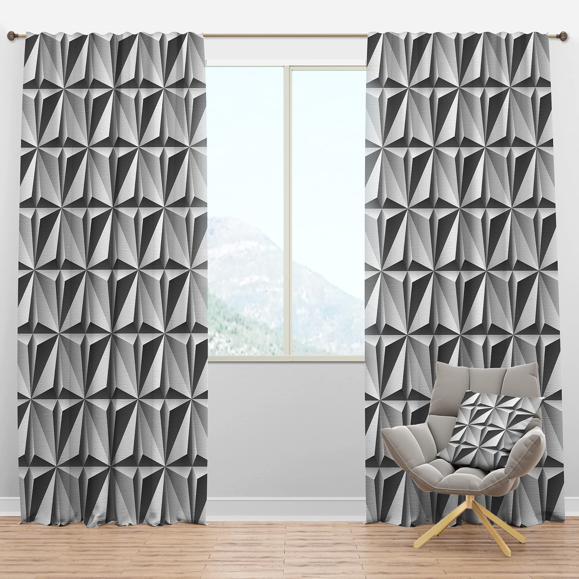 DesignQ Blackout Curtains - Thermal Insulated Single Panel (52x120) with Engraved Pattern for Bedroom & Living Room - Perfect for Light Blocking, Privacy & Energy Efficiency
