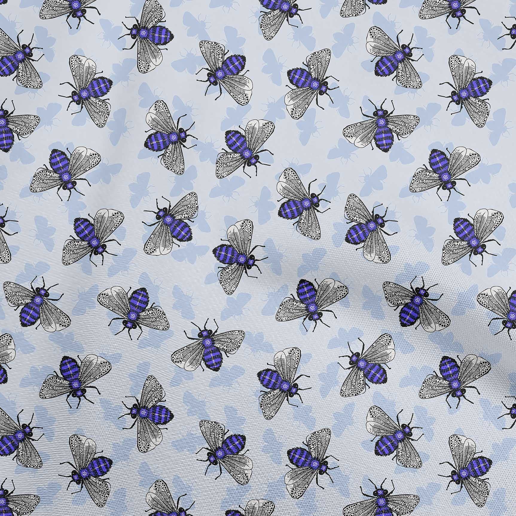 Rayon Floral & Bee Printed Fabric by The Yard - 56