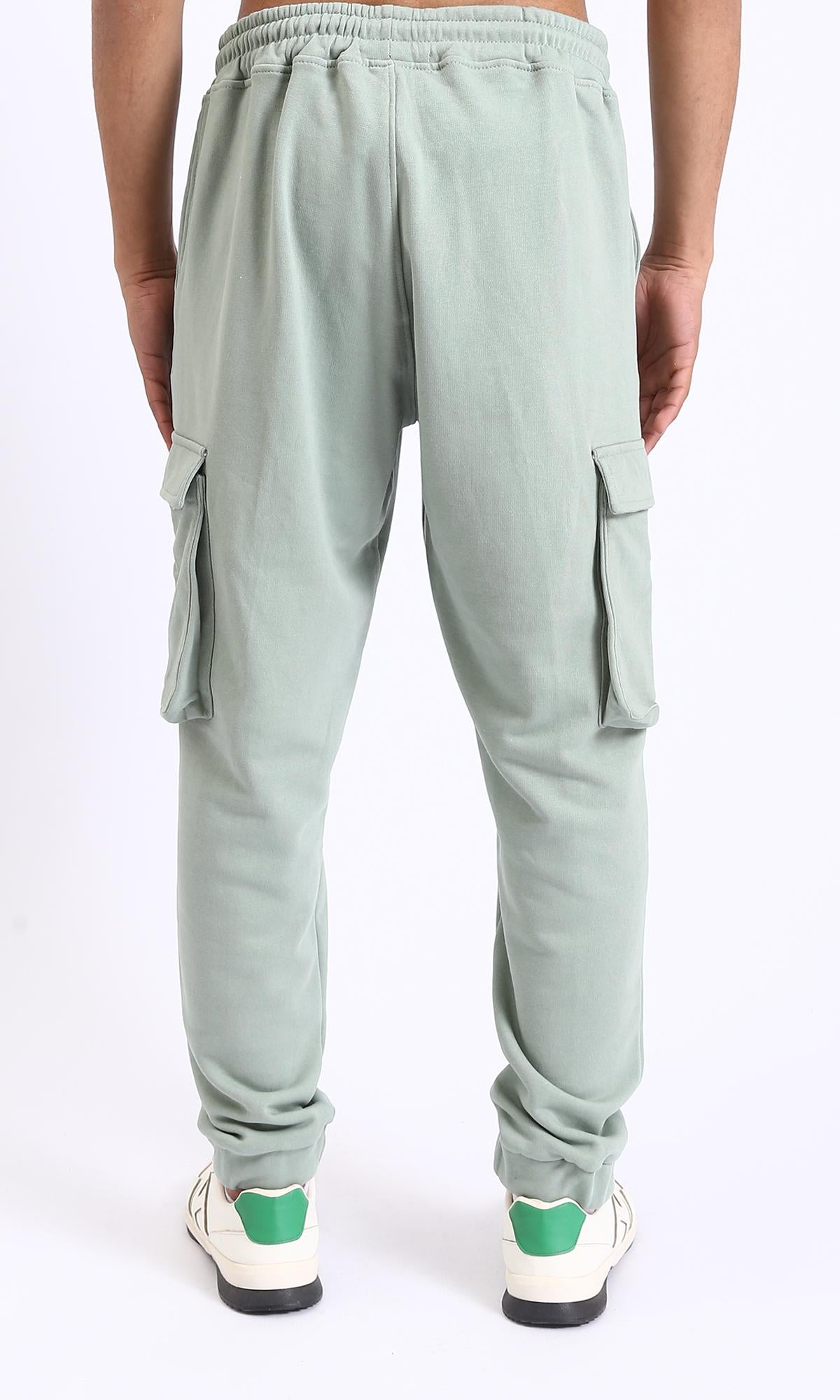 Slip On Casual Cargo Pants for Men - Comfortable Elastic Waist Jogger Pants in Mint Green | Perfect for Lounge, Travel & Outdoor Activities