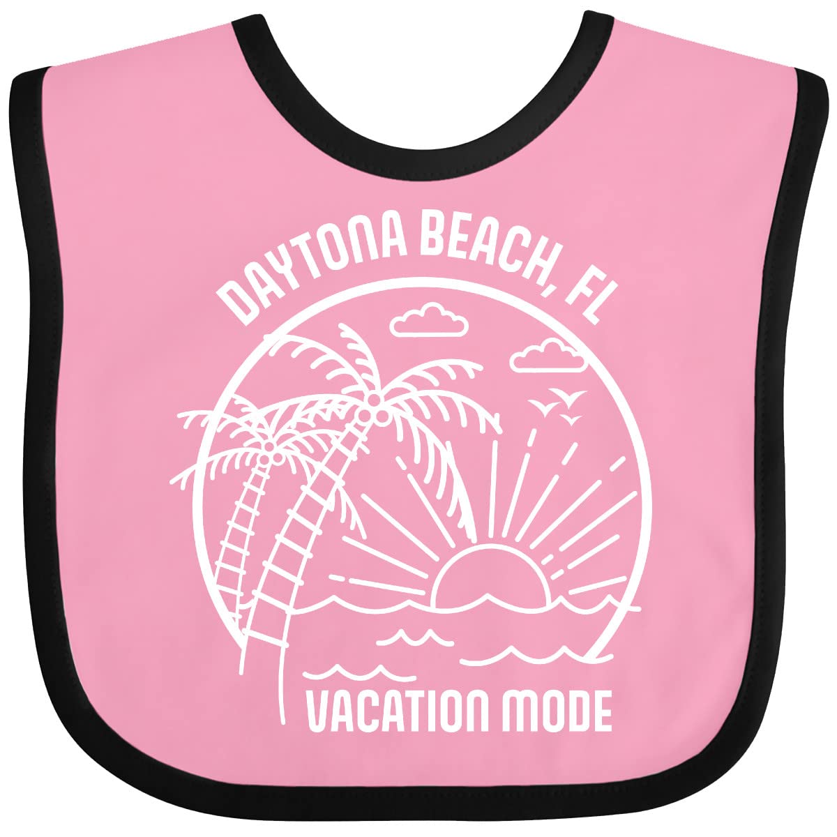 Inktastic Summer Vacation Mode Daytona Beach Florida Baby Bib - Soft Cotton Drool Bib for Infants & Toddlers - Perfect for Beach Trips, Travel, and Outdoor Adventures