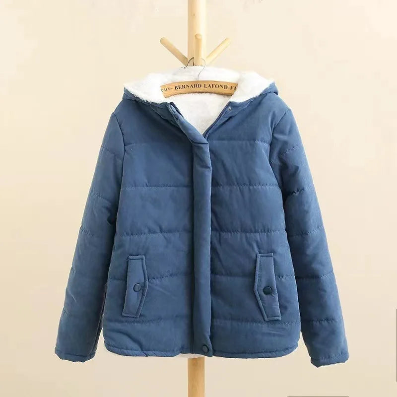 Warm Winter Women's Hooded Puffer Jacket - Cotton Wool Blend Thick Long Sleeve Coat for College Style | Perfect for Cold Weather, Outdoor Activities & Casual Wear
