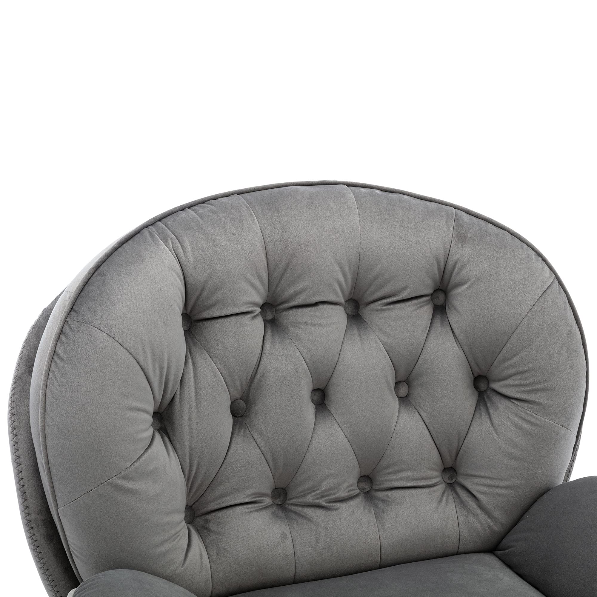 Modern Velvet Swivel Accent Chair with Ottoman Set - Gray Lounge Chair for Living Room, Home Office & Club - Metal Legs & Comfortable Seating - Perfect for Relaxing, Watching TV or Reading