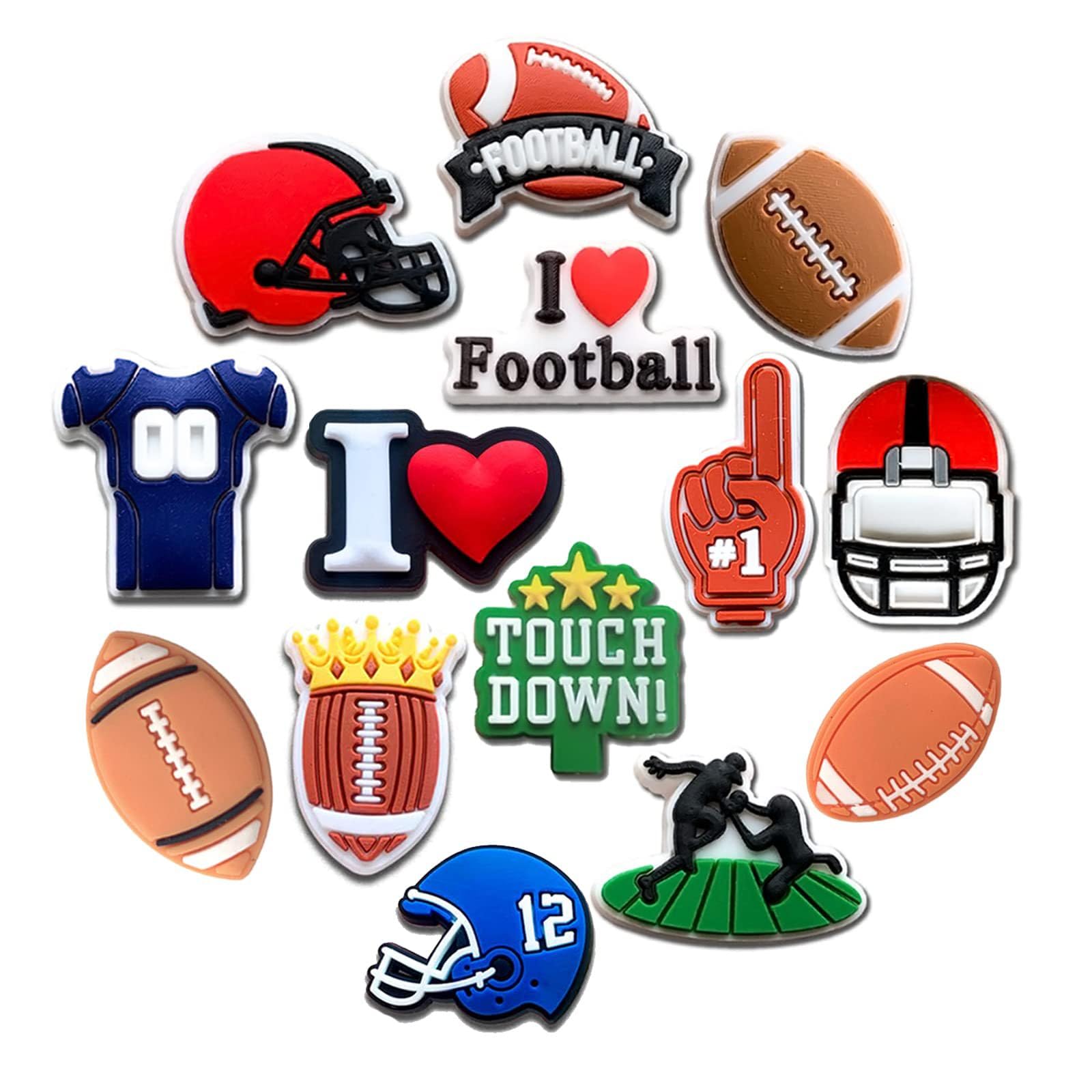 Sports Ball Shoe Charms - Baseball, Basketball, Soccer, Football, Softball & Volleyball Shoe Accessories | Cute Shoe Jewelry for Sneakers & Clogs | Perfect for Sports Parties, Team Gifts & Fan Bracelets