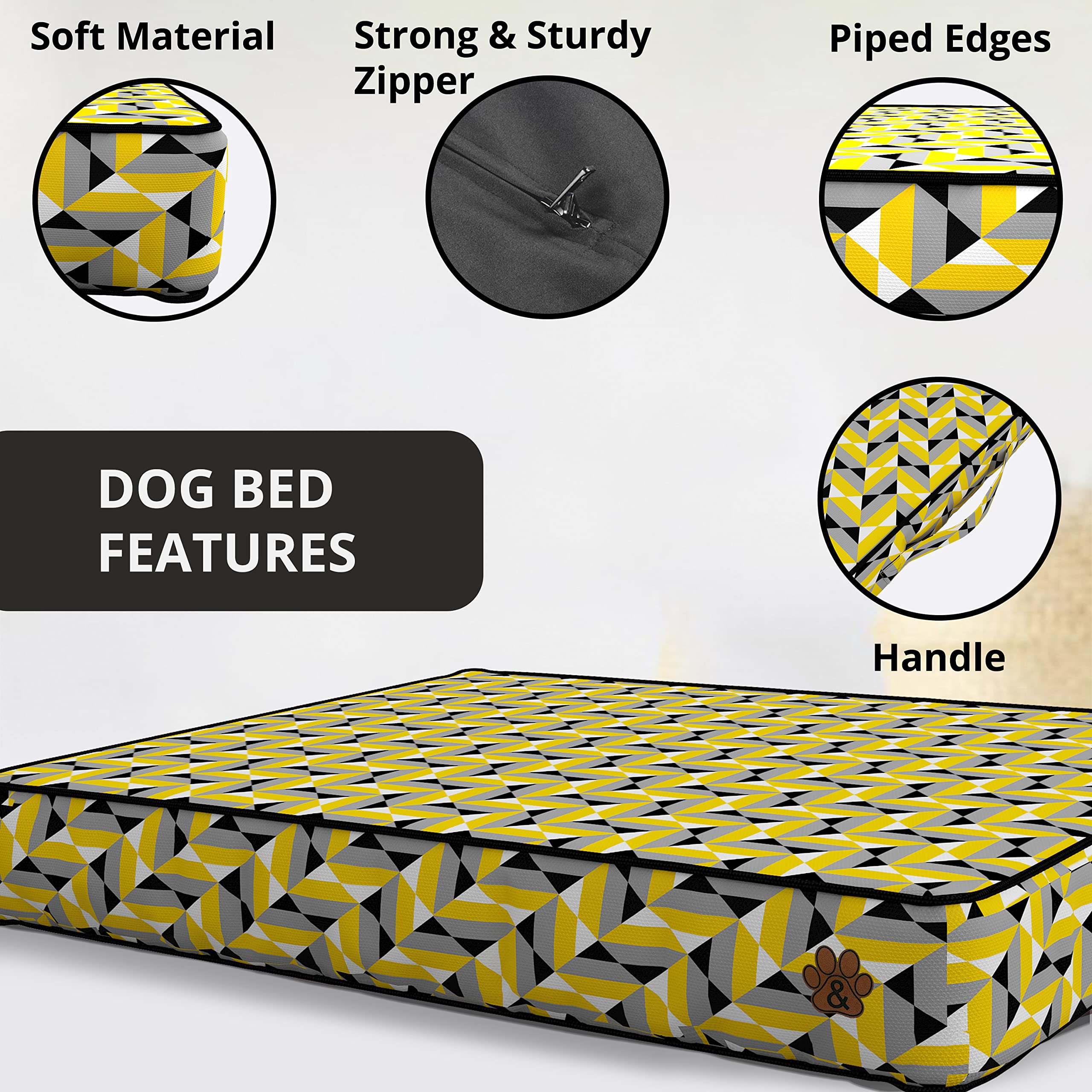 Premium Orthopedic Dog Bed for Large, Medium & Small Dogs & Cats - Soft Pet Mattress with Removable Washable Cover, Water-Resistant & Non-Slip Bottom (Pattern 06, Small) - Perfect for Bedrooms, Living Rooms & Pet Travel