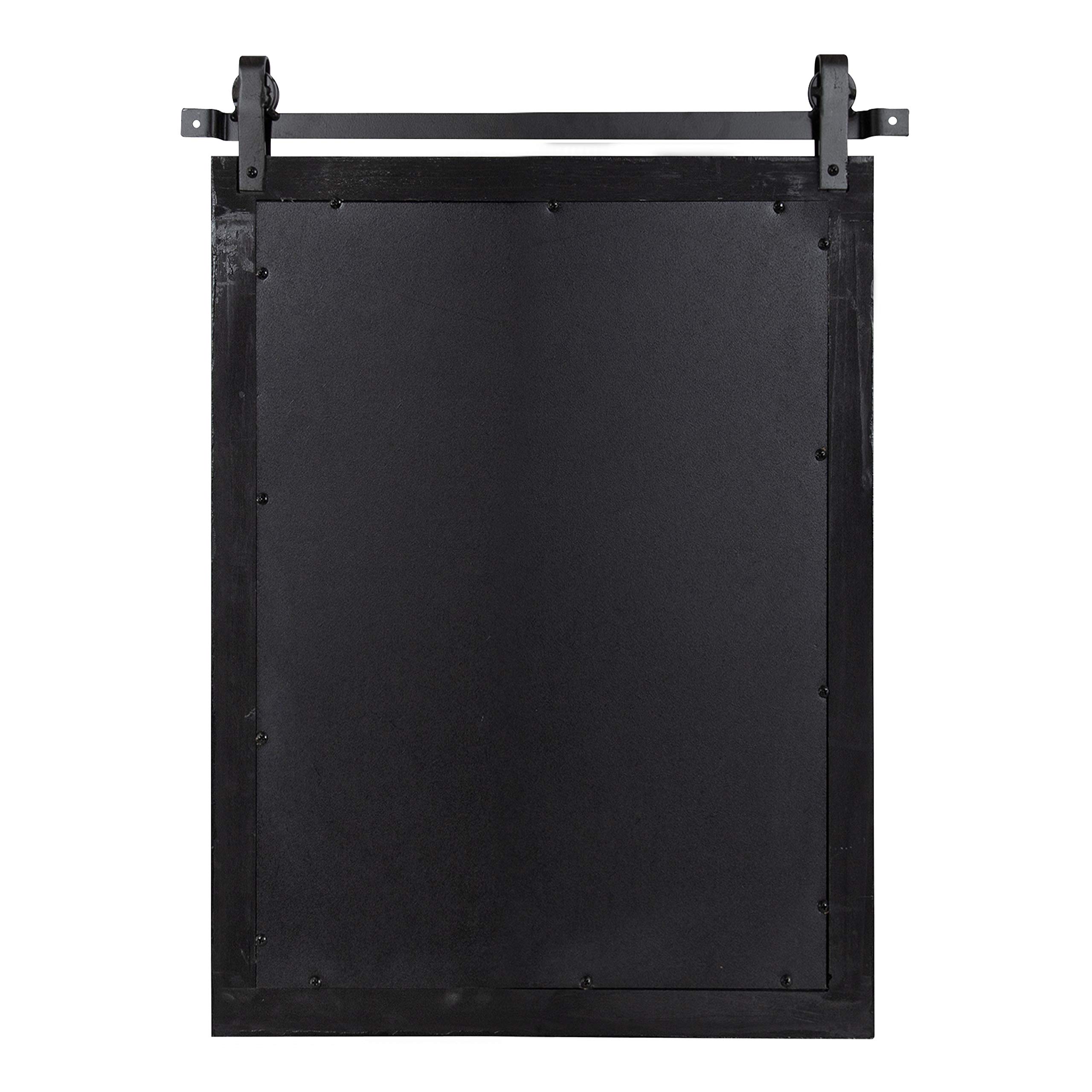 Kate and Laurel Cates Farmhouse Wood Framed Wall Mirror - 18x26 Inches Black Rustic Barn Door Style Mirror for Living Room, Bedroom & Entryway Decor