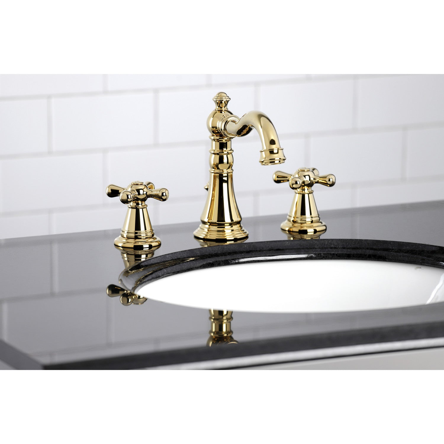 American Classic FSC1972AAX 3-Hole Widespread Bathroom Faucet - Two Handle Deck Mount with Pop-Up Drain - Polished Brass Finish - Perfect for Bathroom Vanity Sink Renovation and Modern Home Decor