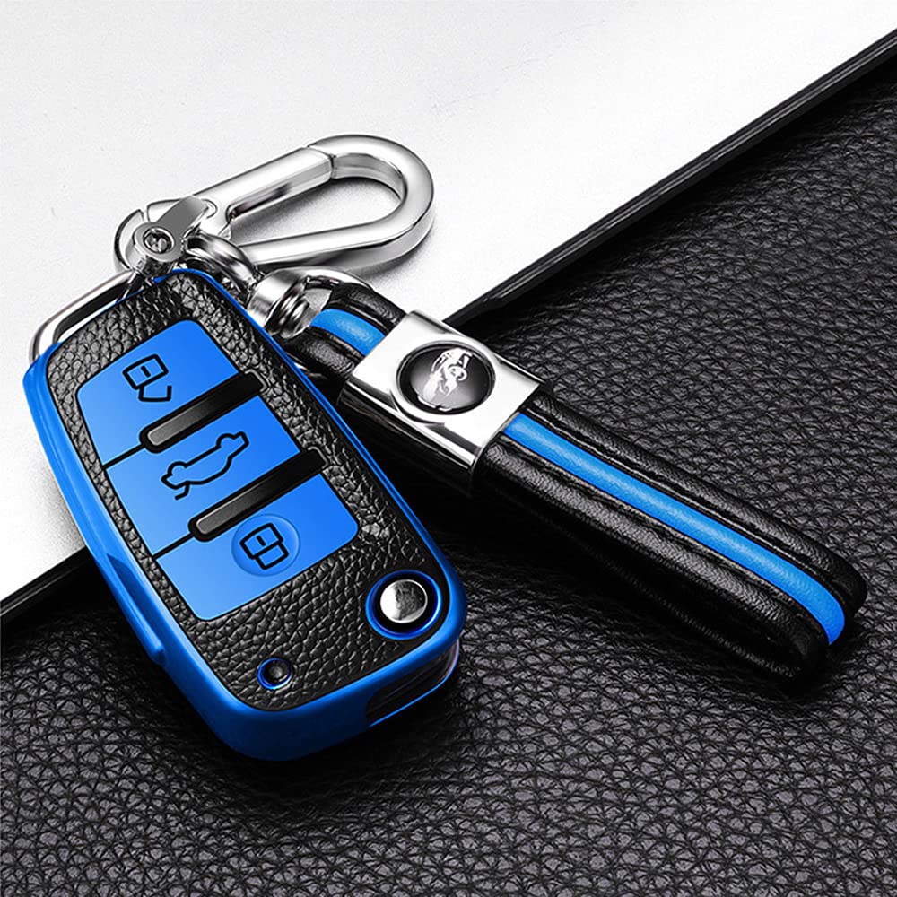 Premium SANRILY Genuine Leather Flip Key Cover for Audi A3 (2017-2018 Models) - Remote Key Fob Protector Case - Perfect for Daily Use, Car Key Protection & Style Enhancement