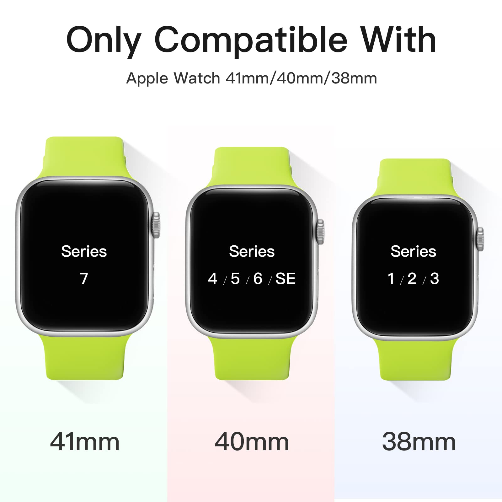 AOTUAO Soft Silicone Sport Band for Apple Watch 38mm 40mm 41mm - Compatible with Series 9/8/7/6/5/4/3/2/1/SE - Unisex Breathable Watch Strap Replacement in Brilliant Yellow - Perfect for Running, Gym Workouts & Daily Wear