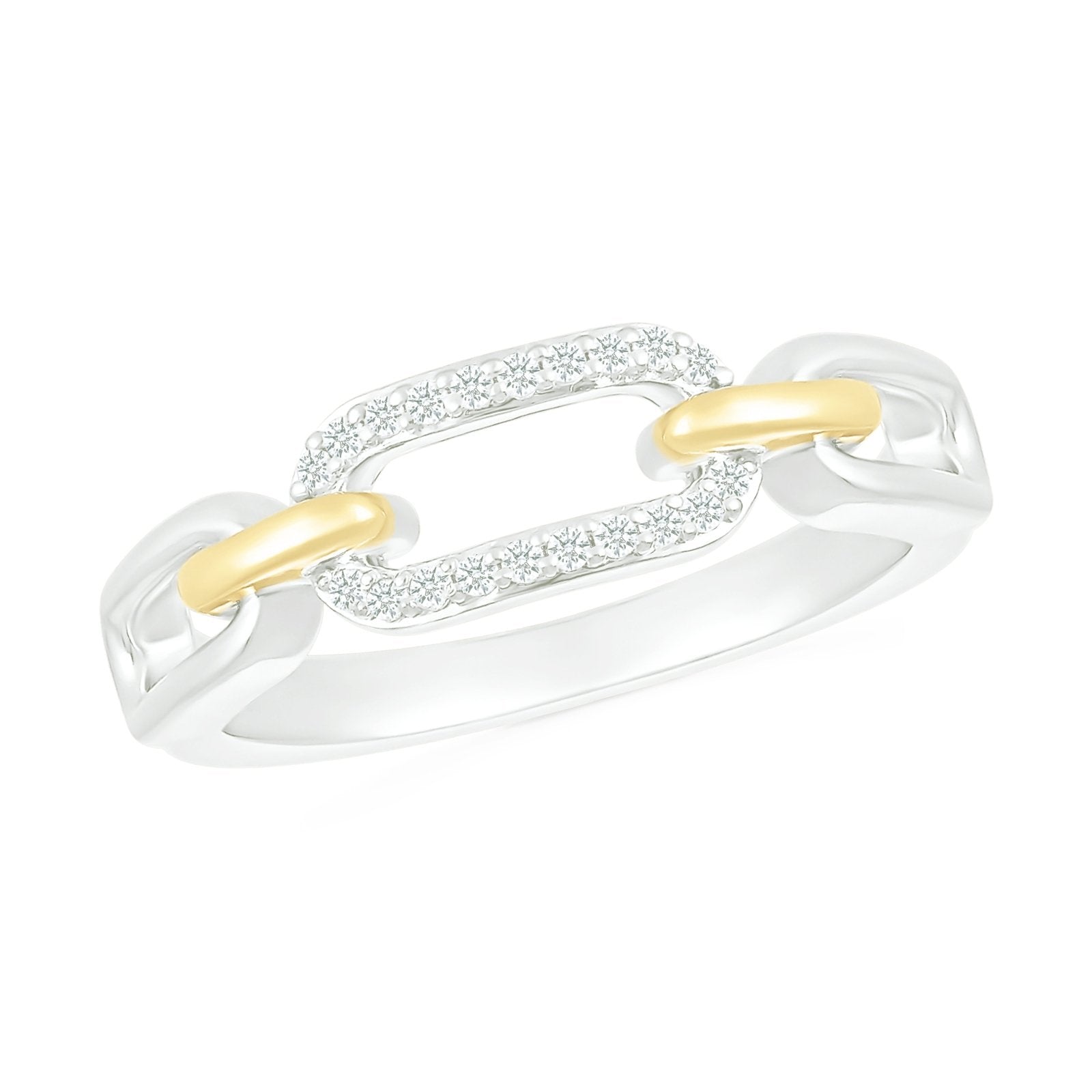 10k Yellow Gold Interlocking Diamond Paperclip Ring for Women - Elegant Stackable Jewelry for Everyday Wear, Gift for Her, Anniversary & Special Occasions