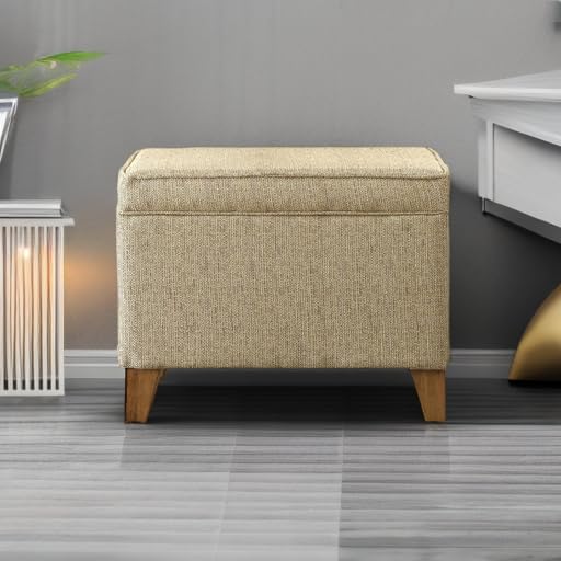 Benjara Brown Wooden Ottoman with Lift Top Storage - Versatile Coffee Table, Footrest, and Hidden Storage for Living Room, Bedroom, or Office