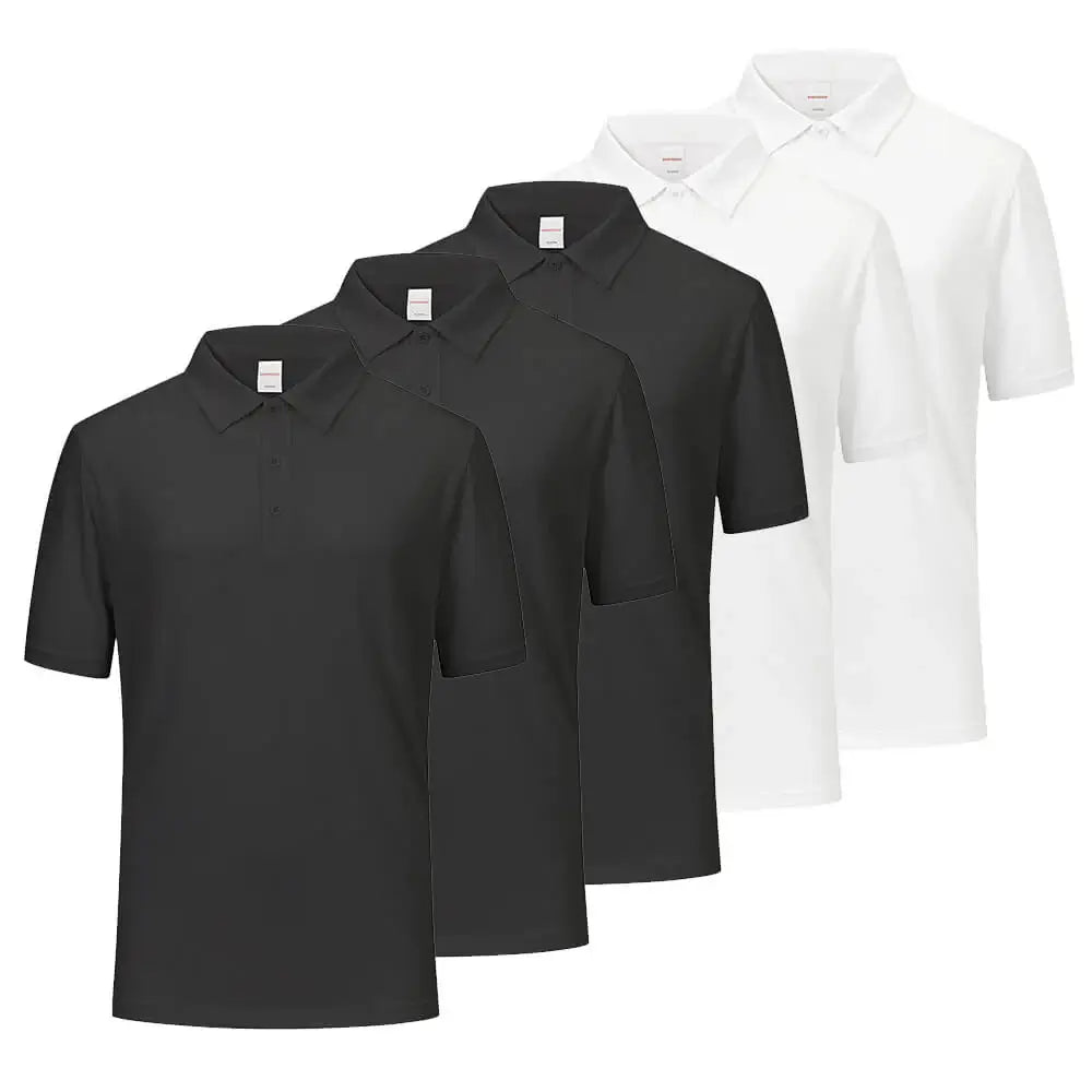 5 Pack Men's Quick Dry Moisture Wicking Polo Shirts - Breathable & Lightweight for Golf, Tennis & Casual Wear
