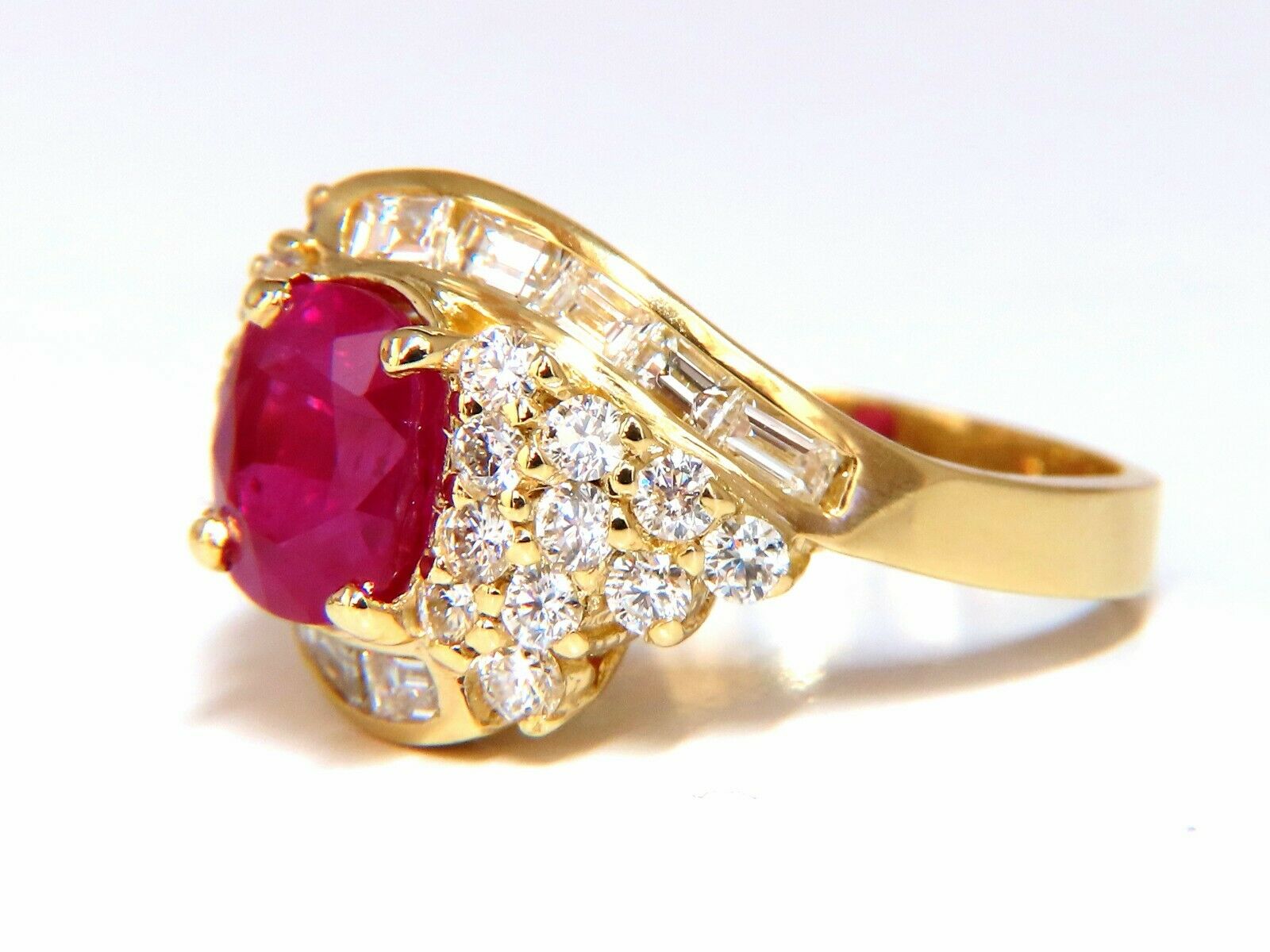 GIA Certified 4.08 Carat Burma Red Ruby & Diamond Ring in 18K White Gold - Luxury Engagement, Wedding & Anniversary Jewelry Gift for Her