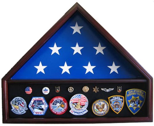 Memorial Funeral Flag Display Case with Medal Holder - 23