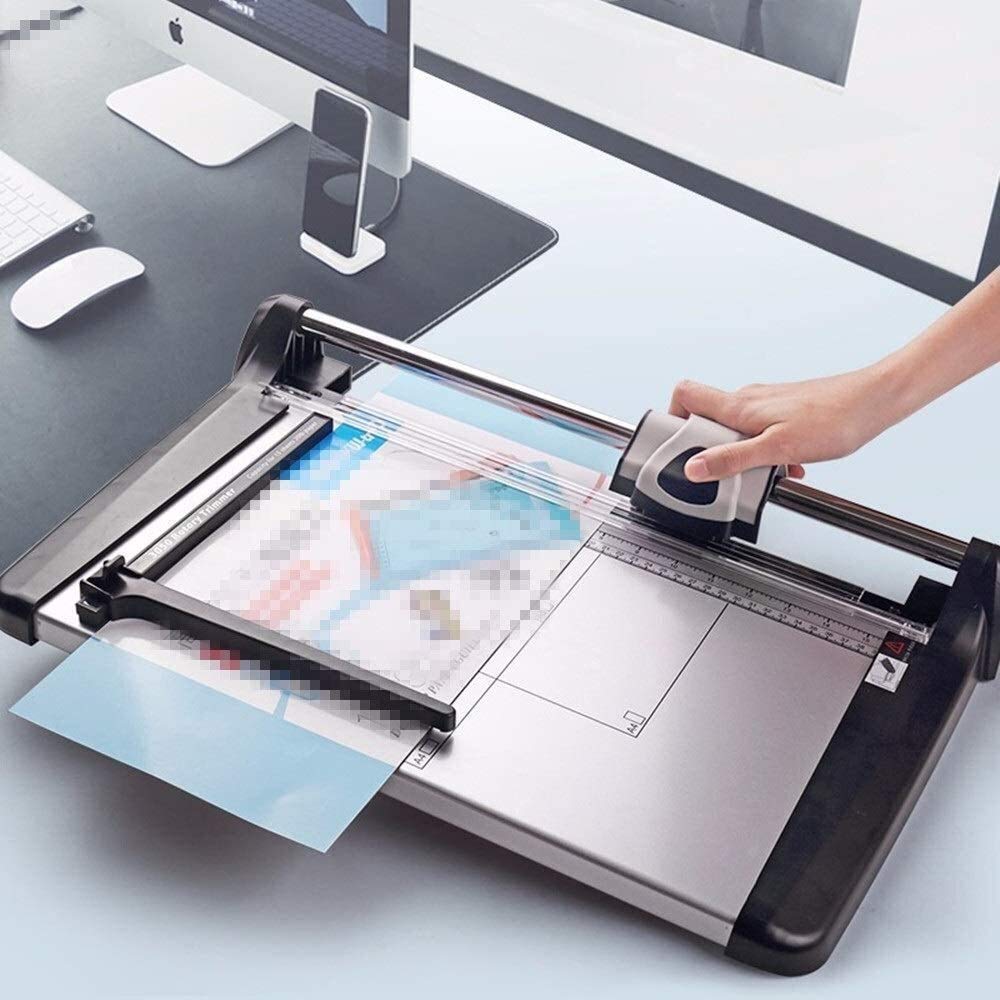 Premium KDLK Paper Cutter & Trimmer - Safety Carbon Steel Rolling Blade for Office, Crafting & Scrapbooking - Easily Cuts 15 A4 Sheets - Ideal for Office Supplies, School Projects & Home DIY