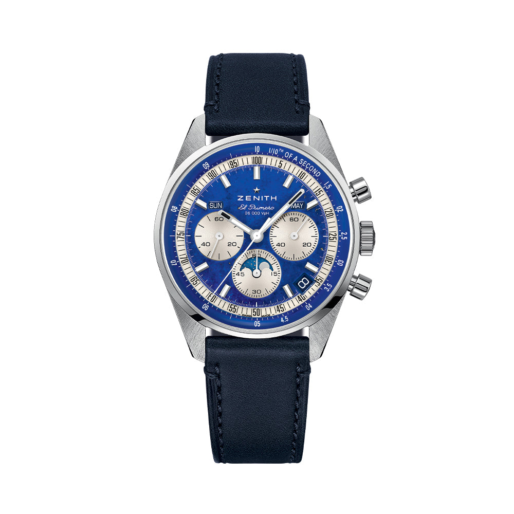 Chronomaster Original Acier Lapis Lazuli 38mm Blue Dial Men's Watch with Leather Strap & Bracelet - Luxury Dress Watch for Business, Formal Occasions & Collectors