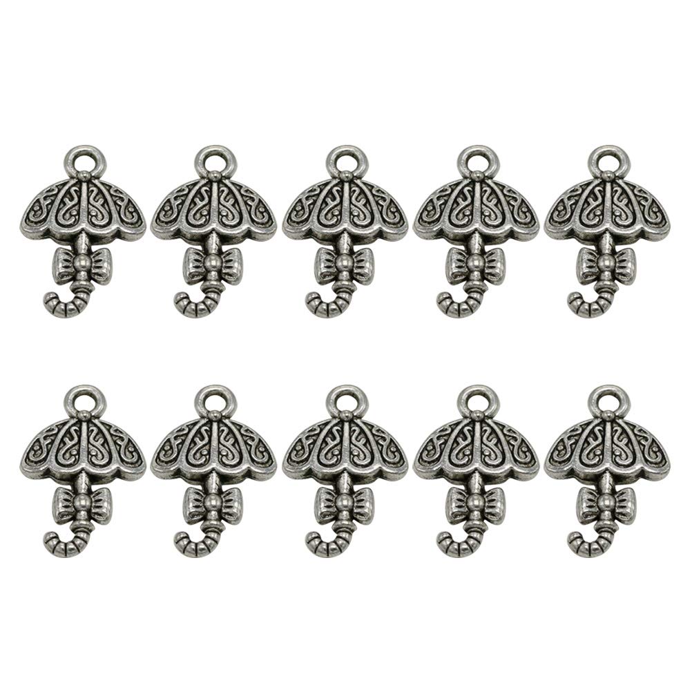 50PCS Vintage Silver Umbrella Charms - Jewelry Making Pendants for Necklace & Bracelet DIY - Perfect for Handmade Crafts, Gifts, and Fashion Accessories