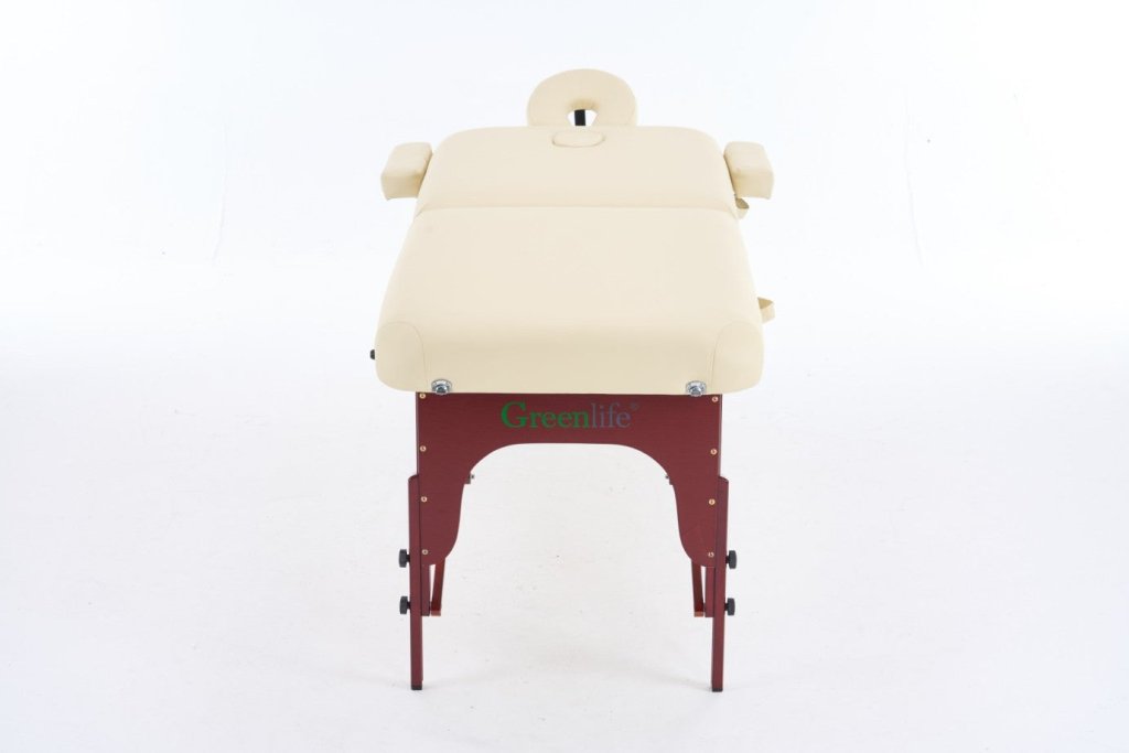 Premium 5-Inch Thick 2-Section Portable Massage Table by Greenlife® - Black & Cream - Ideal for Home Spa, Professional Therapy & Mobile Massage Services