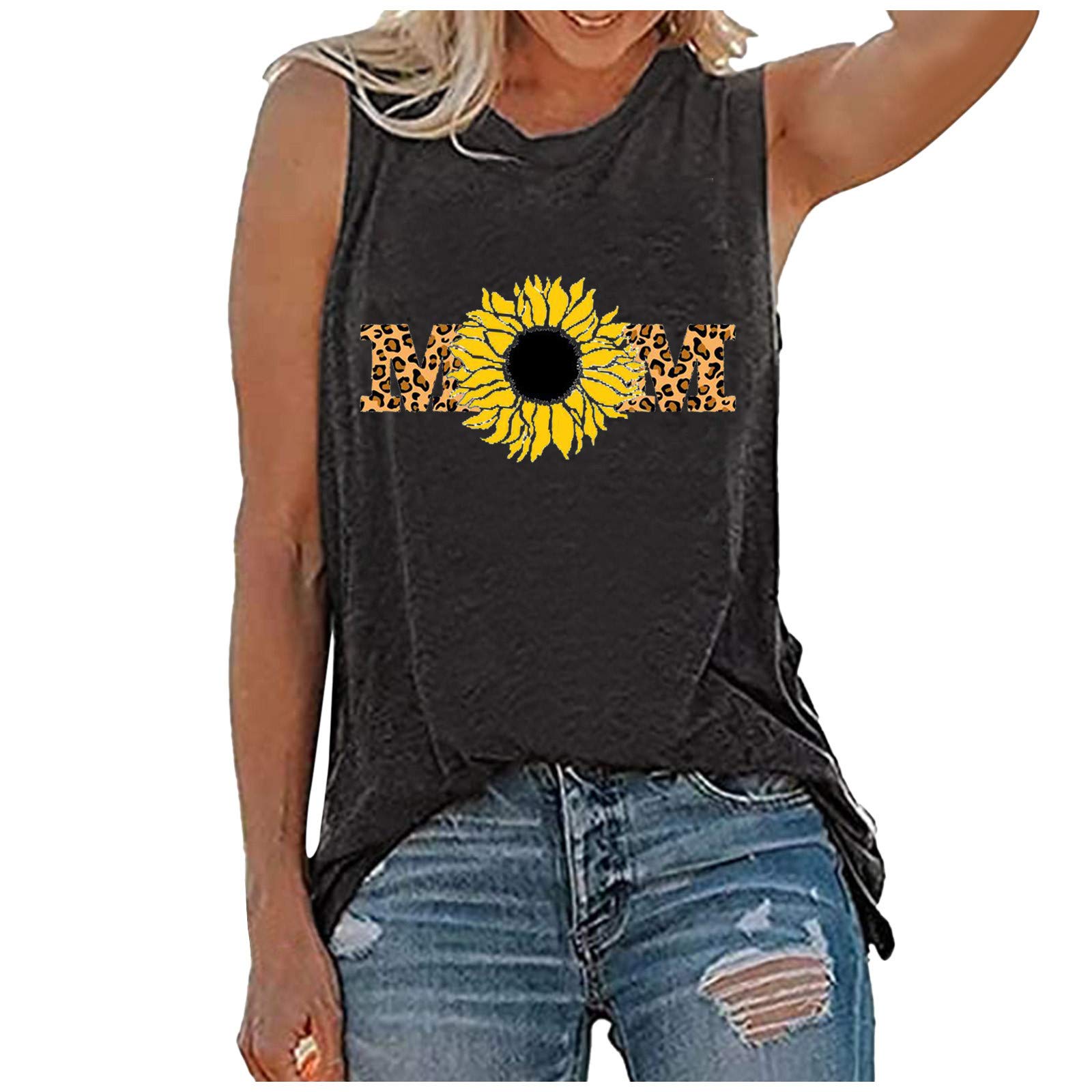 Women's White Casual Printed Sleeveless Tank Top - Soft O-Neck Tunic Blouse for Summer Outfits, Gym Wear & Beach Cover-Up