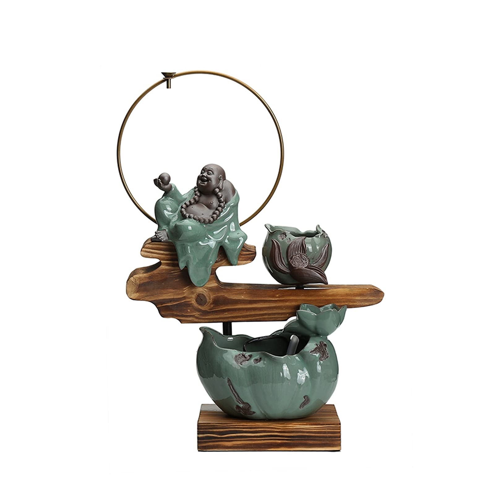 Zxb-Shop Chinese Zen Desktop Water Fountain - Relaxing Meditation Buddha Decor for Home & Office, Creative Feng Shui Home Furnishing | Perfect for Stress Relief, Yoga Spaces & Meditation Rooms