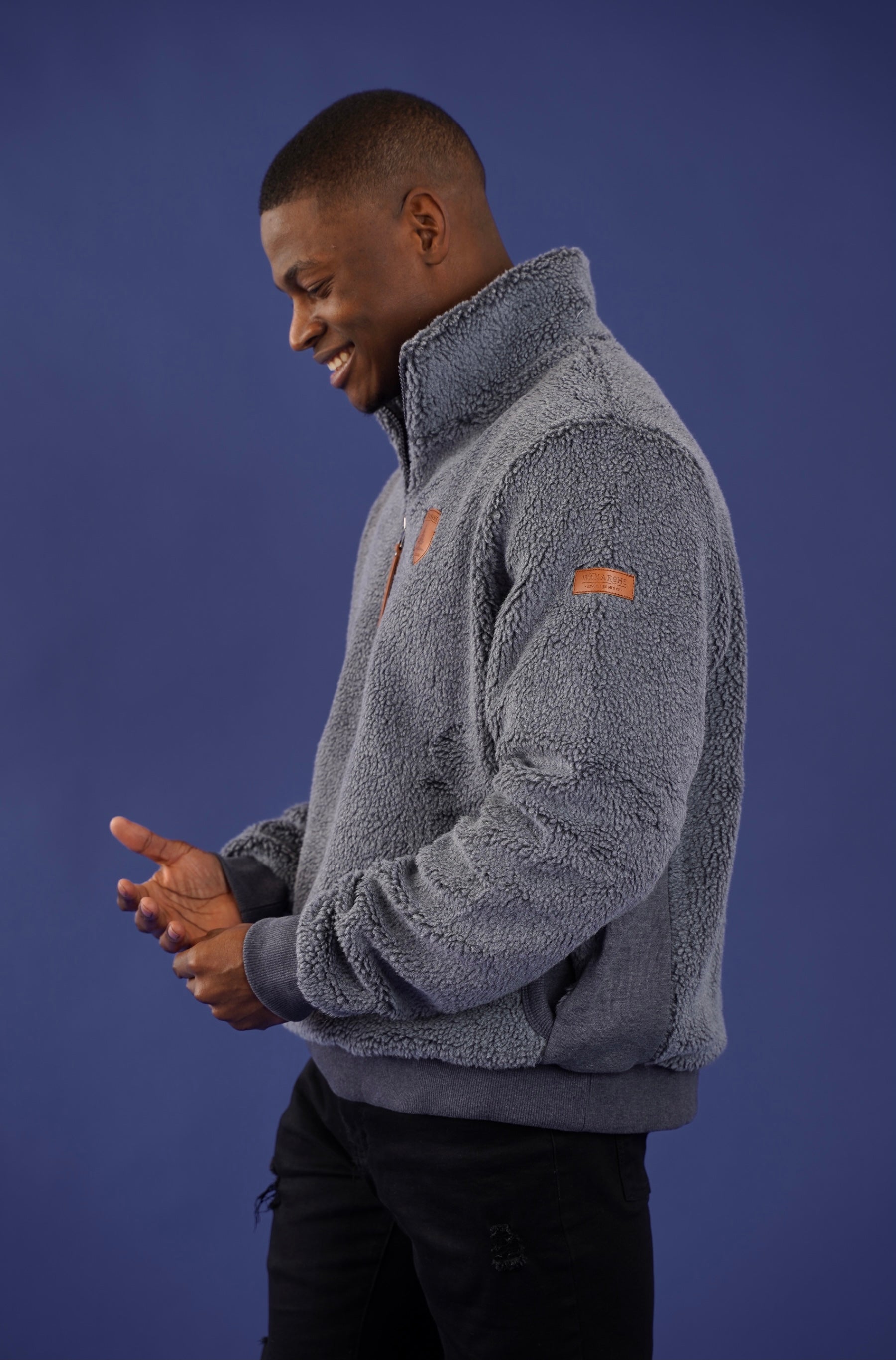Mayberry Denim Half Zip Sherpa Jacket - Cozy Fleece-Lined Pullover for Men & Women | Perfect for Winter, Fall & Outdoor Adventures