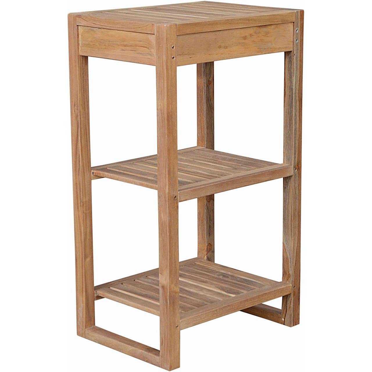 Anderson Teak Outdoor Patio Furniture - 2-Tier Spa Side Table for Garden, Pool, Deck & Backyard Relaxation