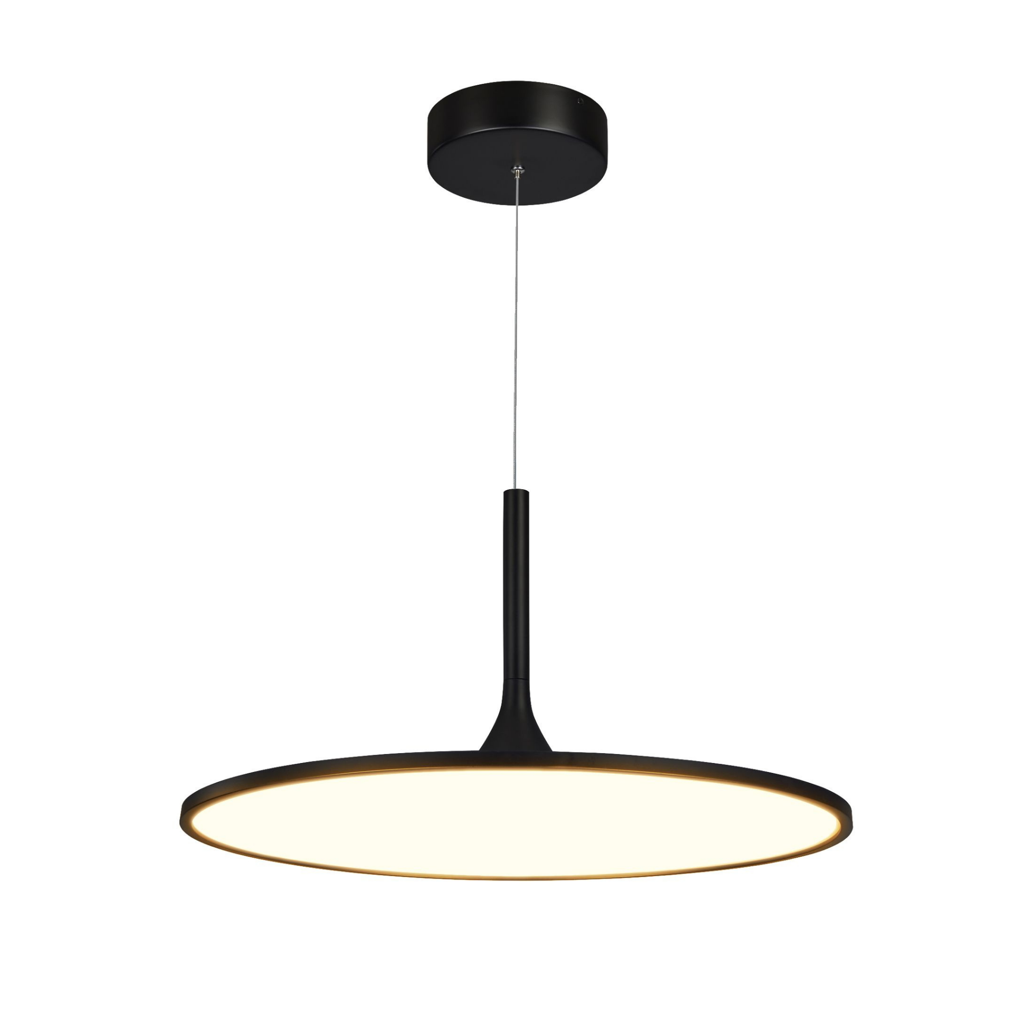 VONN Salm 24 Inch Modern Black LED Disc Chandelier - Dimmable Ceiling Light Fixture for Dining Room, Living Room, Bedroom & Kitchen Lighting