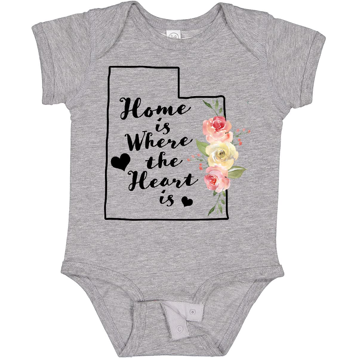 Inktastic Utah Home Is Where the Heart Is Watercolor Floral Baby Bodysuit - Soft Cotton Onesie for Newborns & Infants - Perfect for Family Photos, Baby Showers & Everyday Wear