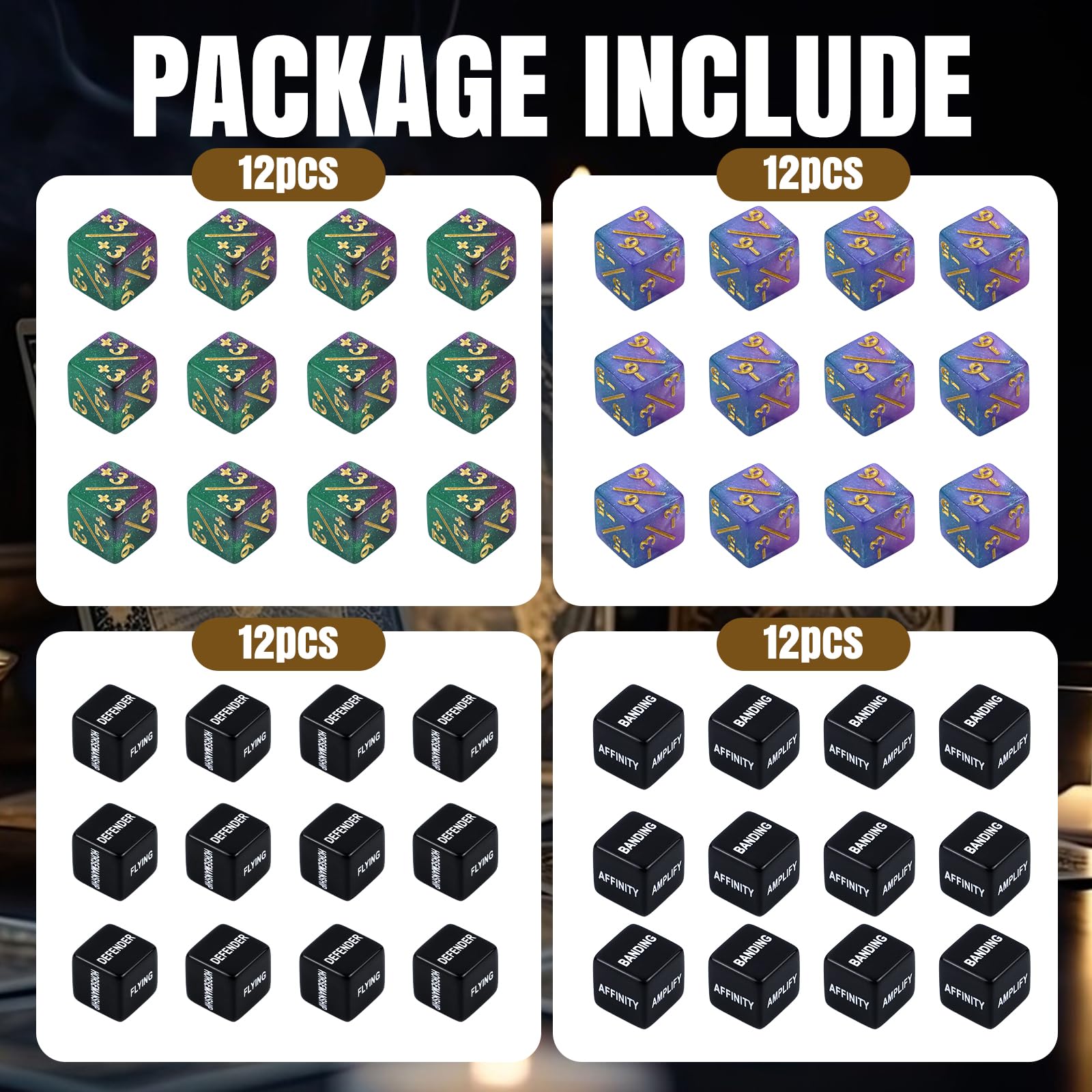 48-Piece MTG Dice Set - Ability Counters, Life Counters, +1/+1 Tokens for Magic: The Gathering, TCG & Card Games - Perfect for Game Nights & Tournaments