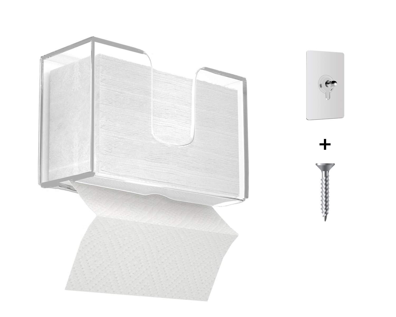 Wall Mount Acrylic Paper Towel Dispenser for Bathroom, Office & Kitchen - Multi-Fold, C-Fold, Z-Fold & Tri-Fold Hand Towel Holder - Clear & Durable - Perfect for Home, Restaurant & Commercial Use