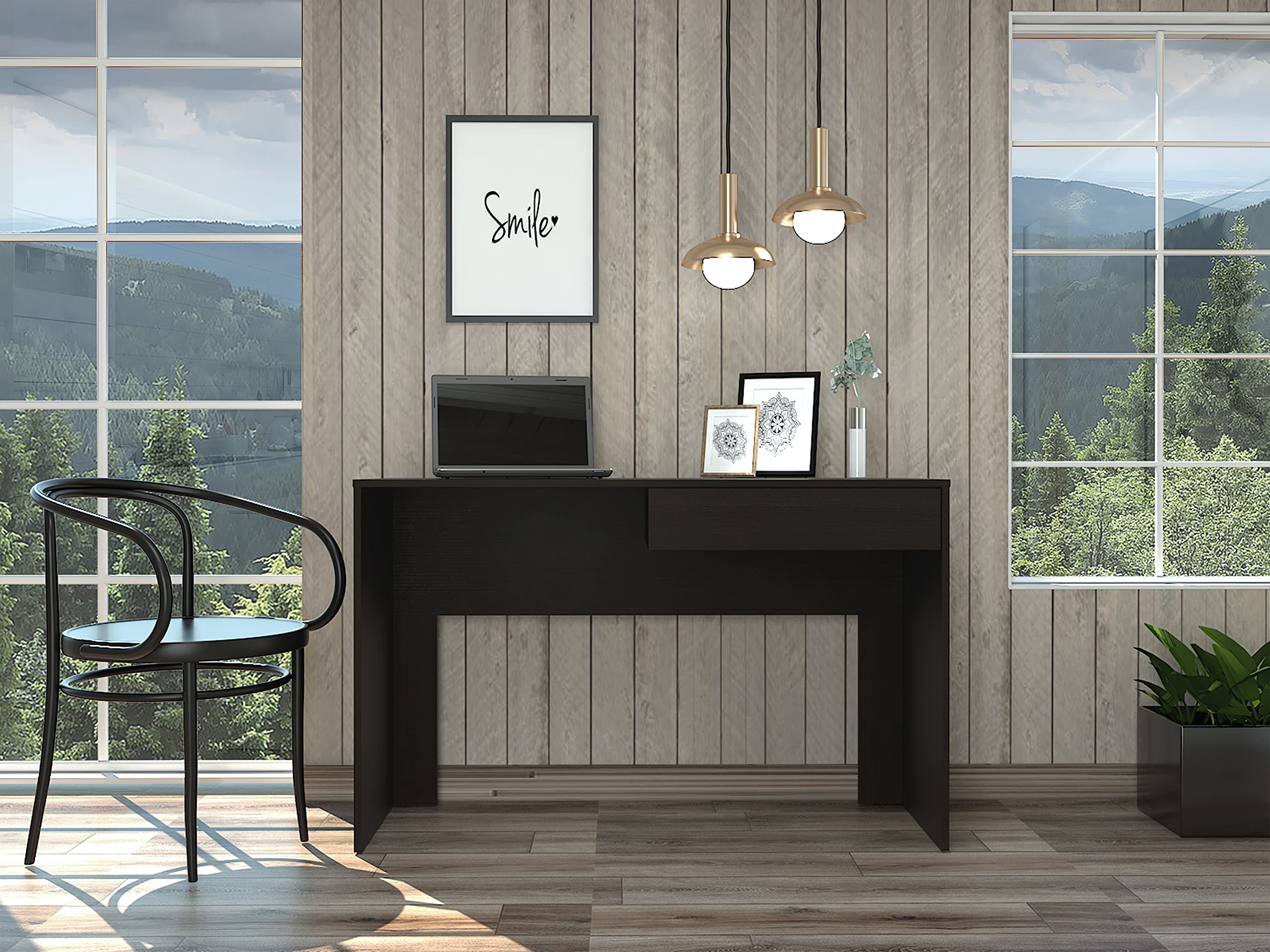 Black Tampa Writing Desk with Drawer - Home Office & Study Furniture