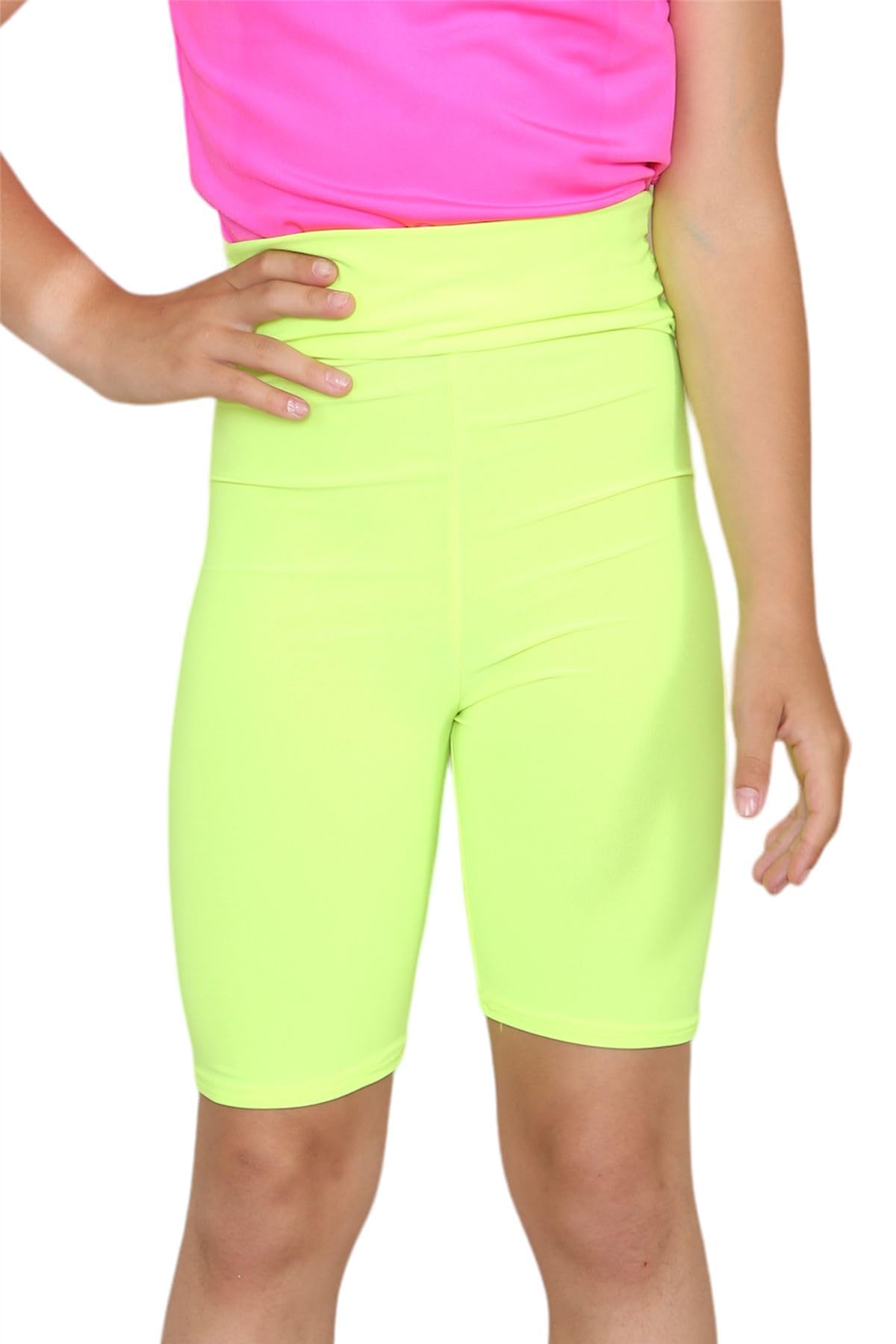 Janisramone® Girls' High Waisted Cycling Shorts - Stretchy Microfiber Activewear for Kids, Elastic Waistband Gymnastics & Sports Shorts - Perfect for Biking, Running, Yoga & Playtime